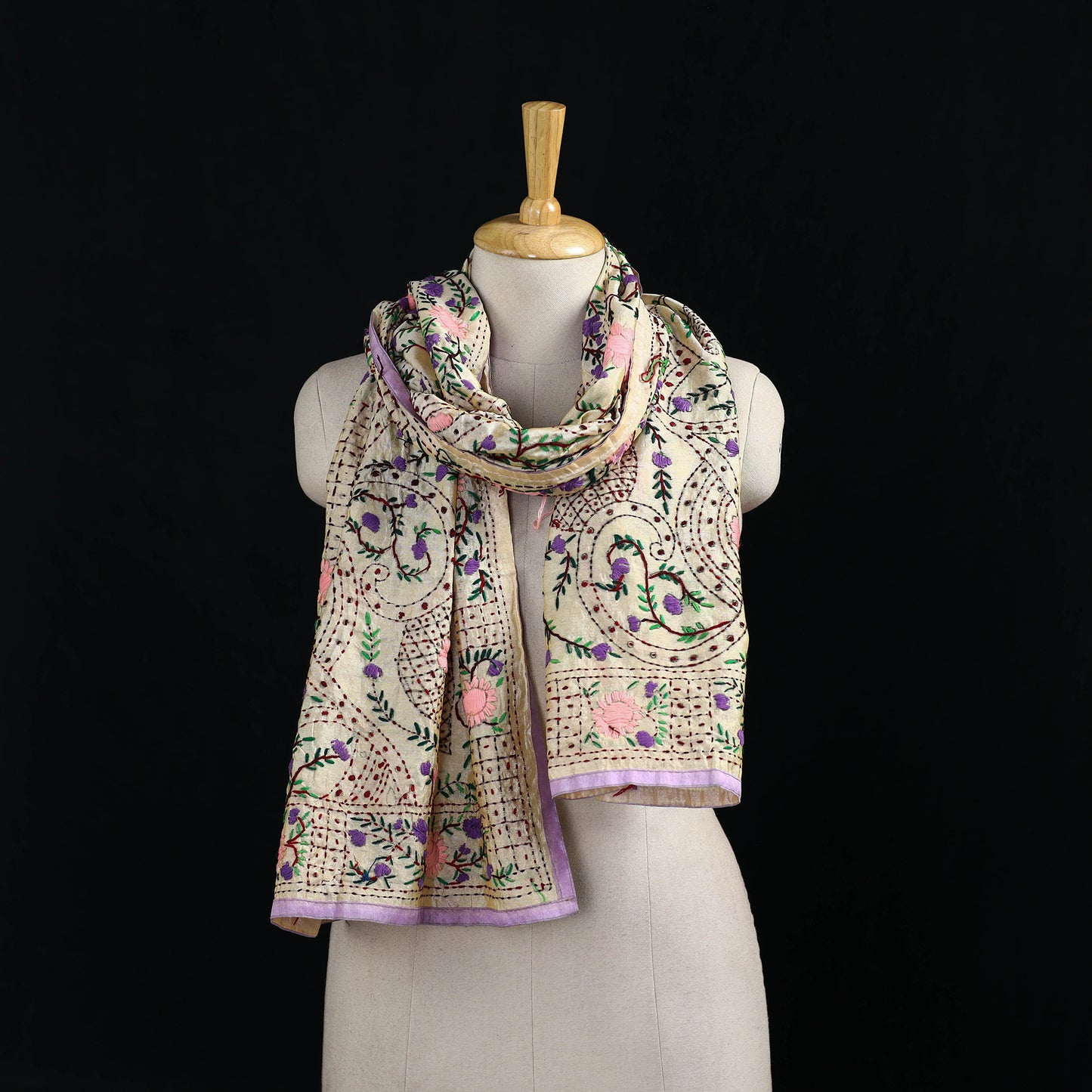 Ranihati Chanderi Silk Hand Embroidered Stole 33