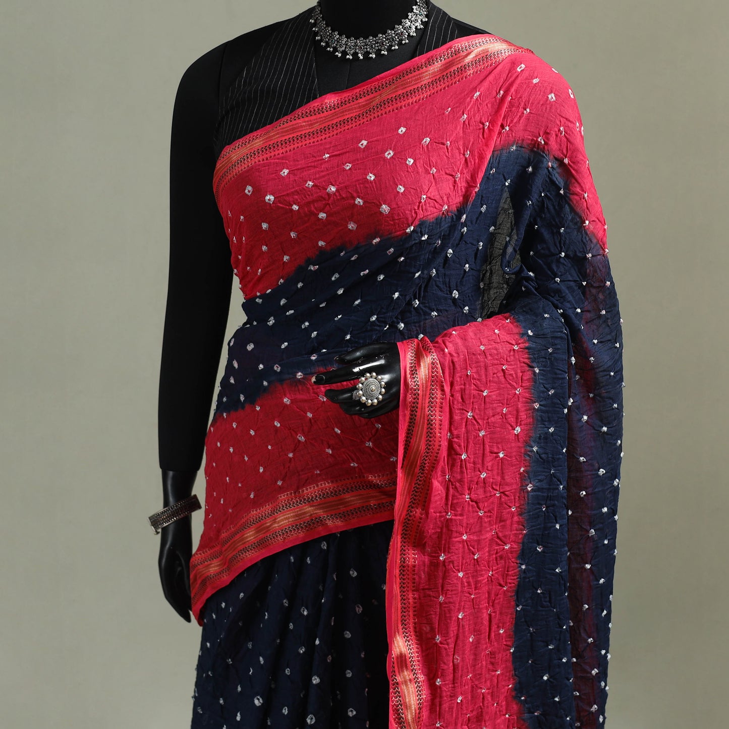 Kutch Tie-Dye Bandhani Cotton Saree with Blouse Piece 57