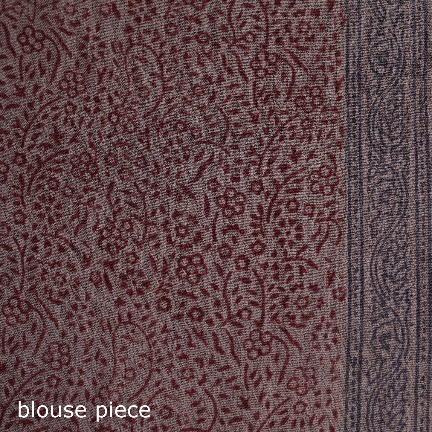Handwoven Merino Wool Natural Dyed Hand Block Bagh Print Saree 09