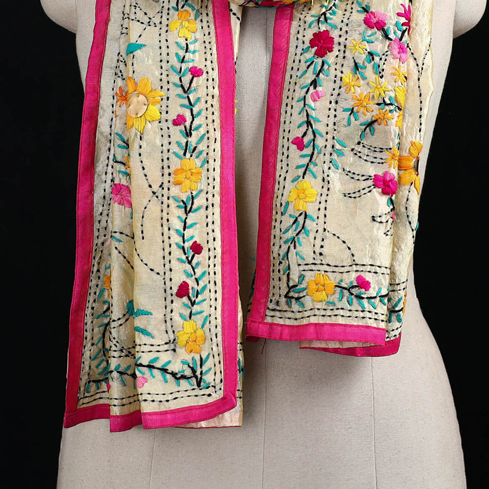 Ranihati Chanderi Silk Hand Embroidered Stole 40