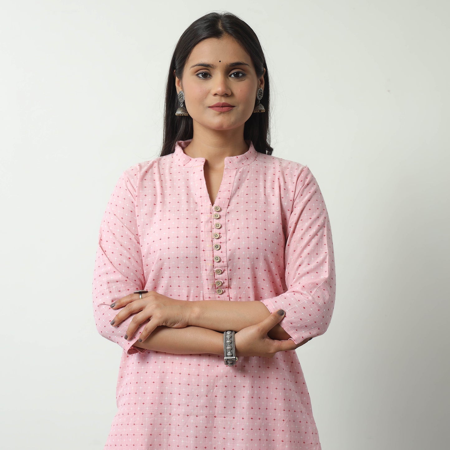 Pink - Jacquard Cotton Straight Kurta 09