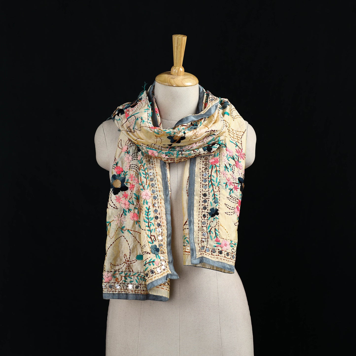 Ranihati Chanderi Silk Hand Embroidered Stole 42
