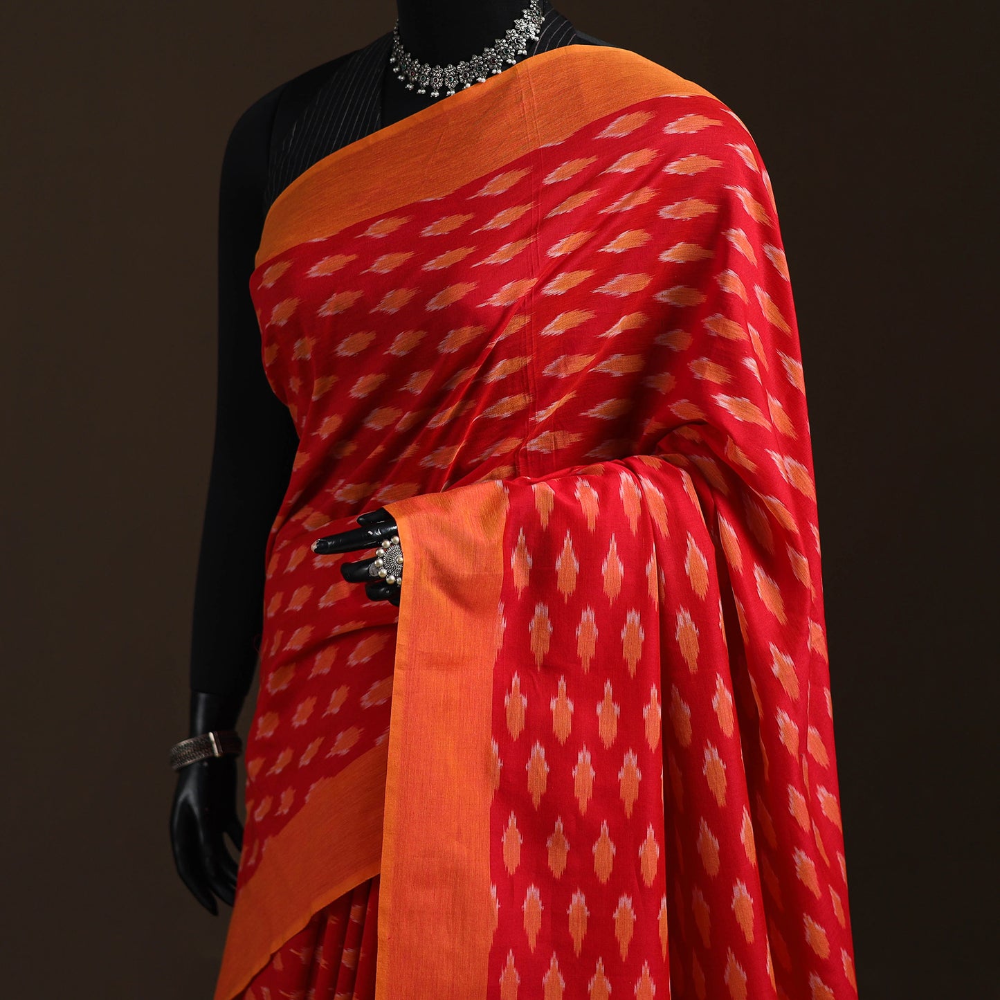 Pochampally Ikat Weave Mercerised Cotton Saree 22