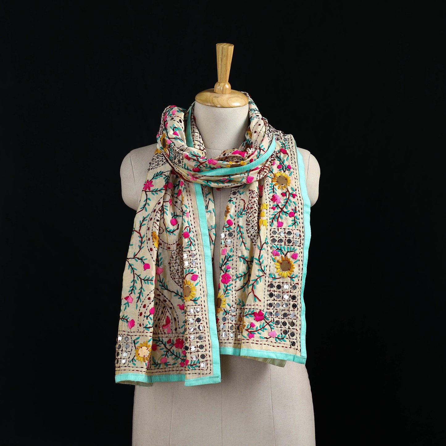 Ranihati Chanderi Silk Hand Embroidered Stole 43