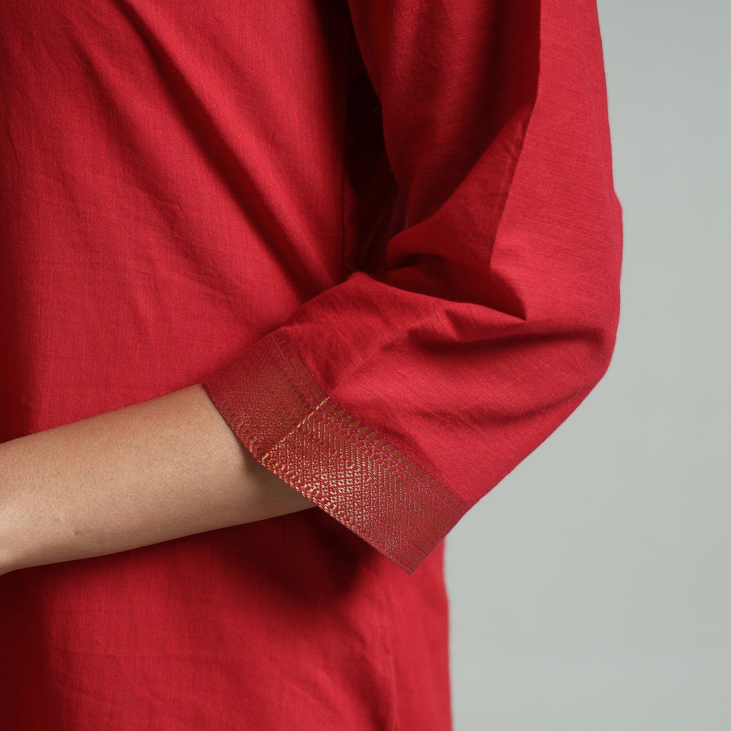 Red - Dharwad Cotton Straight Kurta