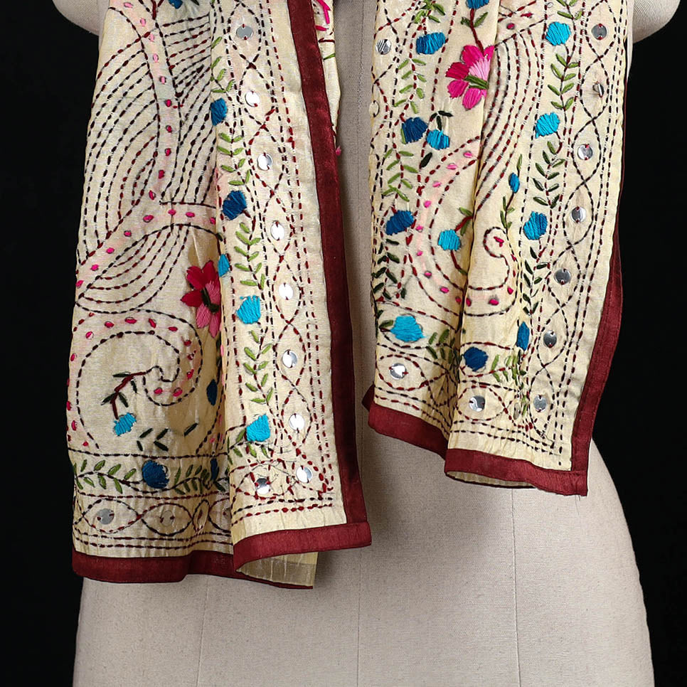 Ranihati Chanderi Silk Hand Embroidered Stole 46
