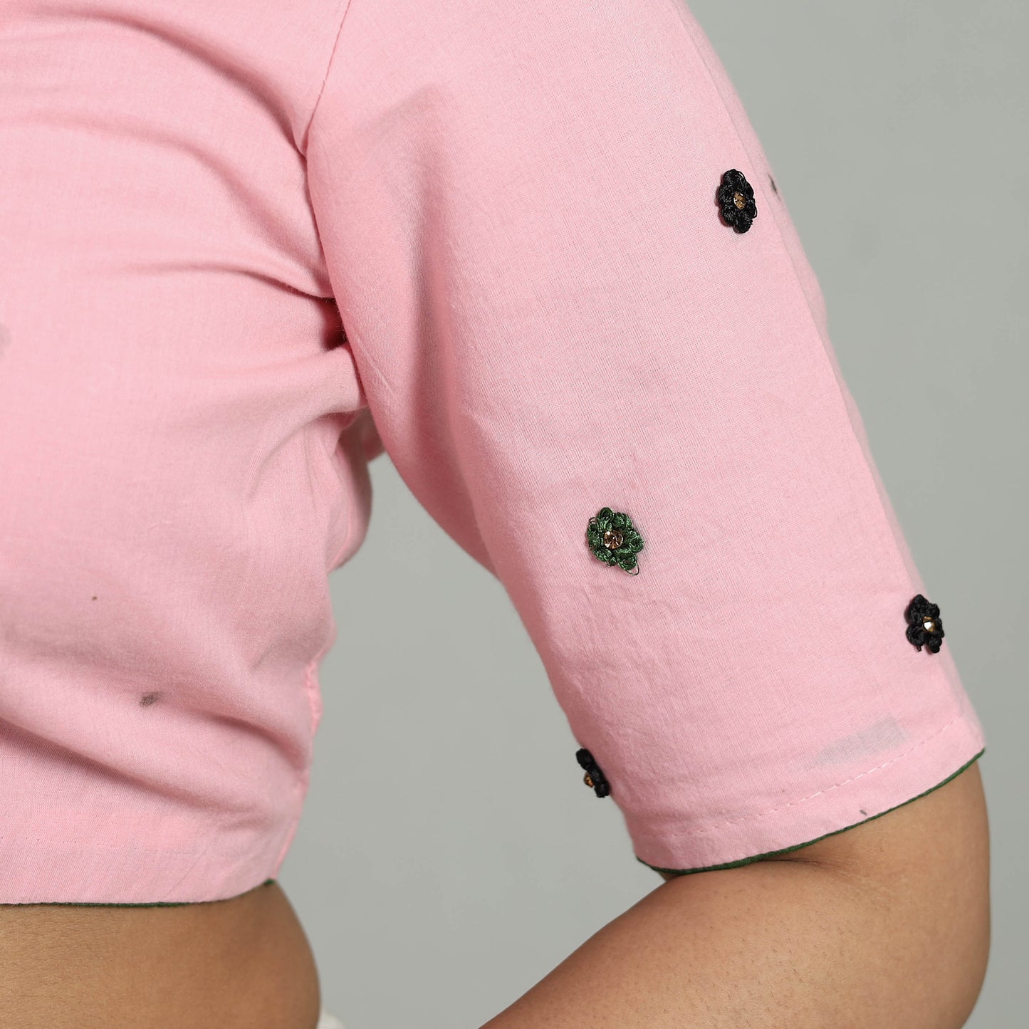 Pink - Hand Embroidery Cotton Blouse 04