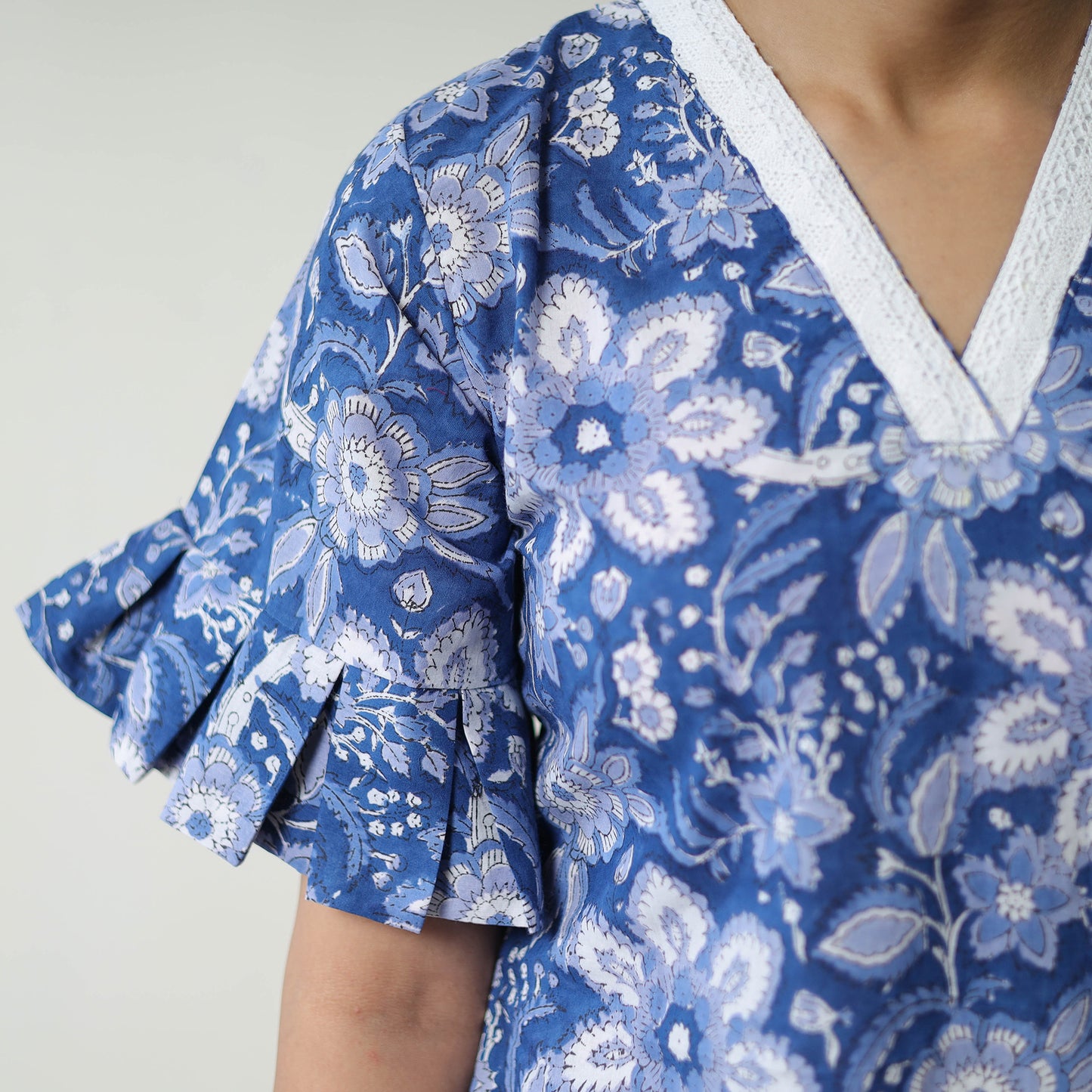 Blue - Block Printed Cotton Sanganeri Co-Ord Set 01