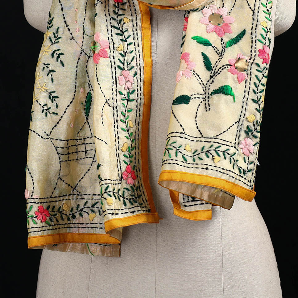 Ranihati Chanderi Silk Hand Embroidered Stole 76