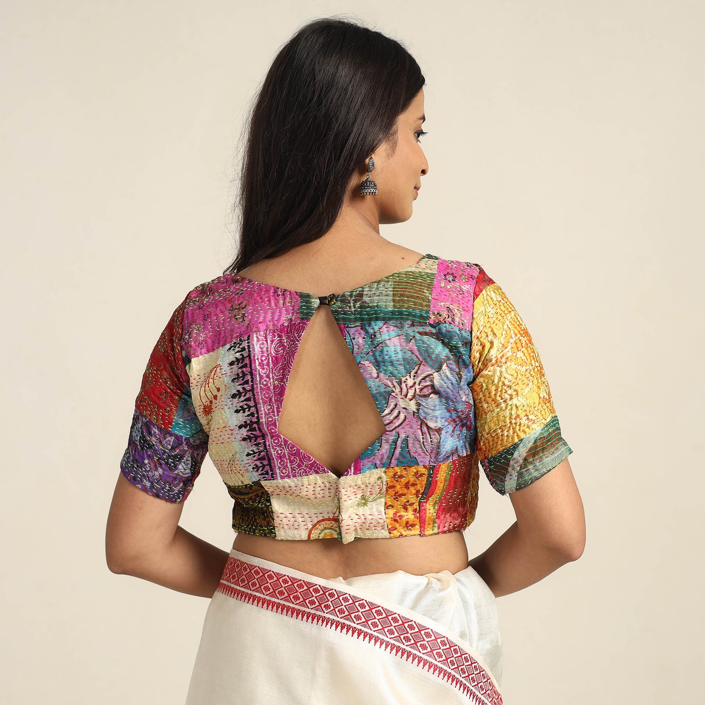 Buy Hand Embroidery Kantha Stitch Blouse Piece Online