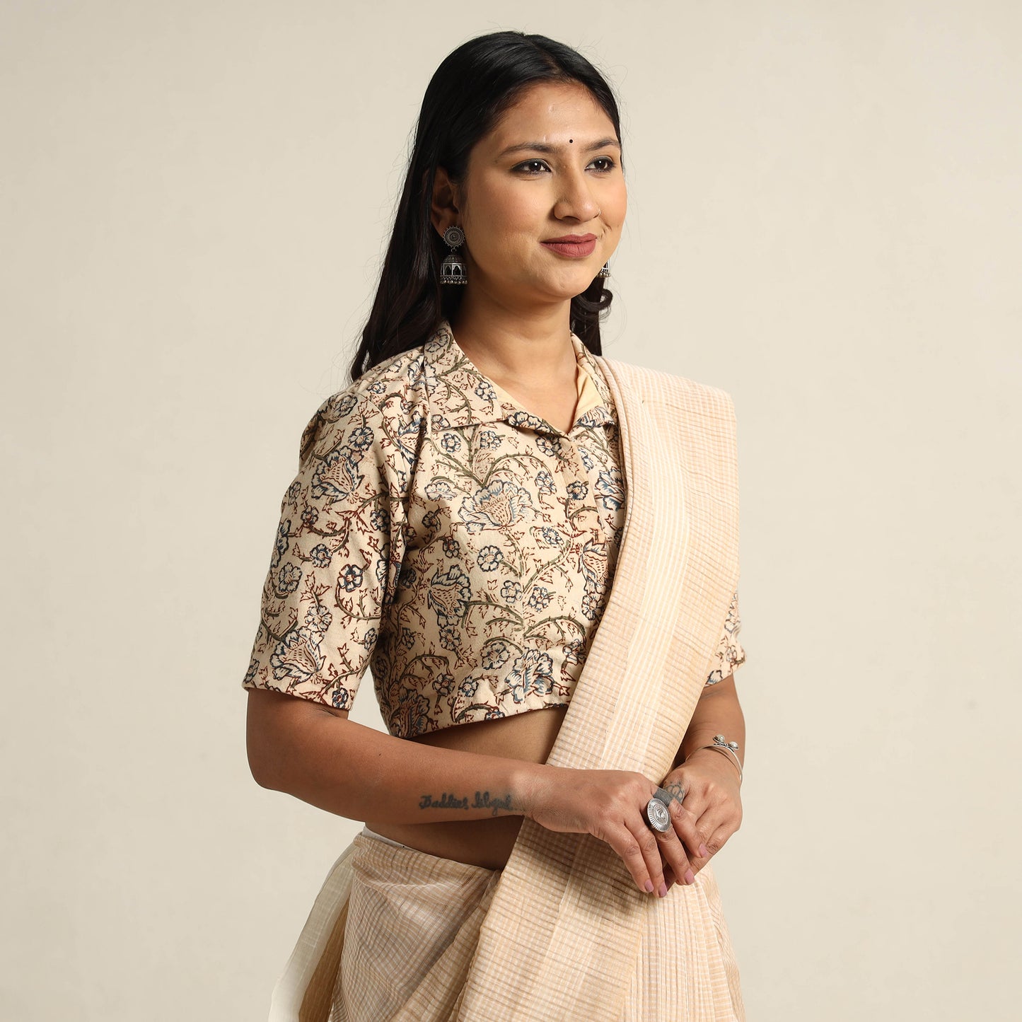 Buy Pedana Kalamkari Block Printed Cotton Stitched Blouse