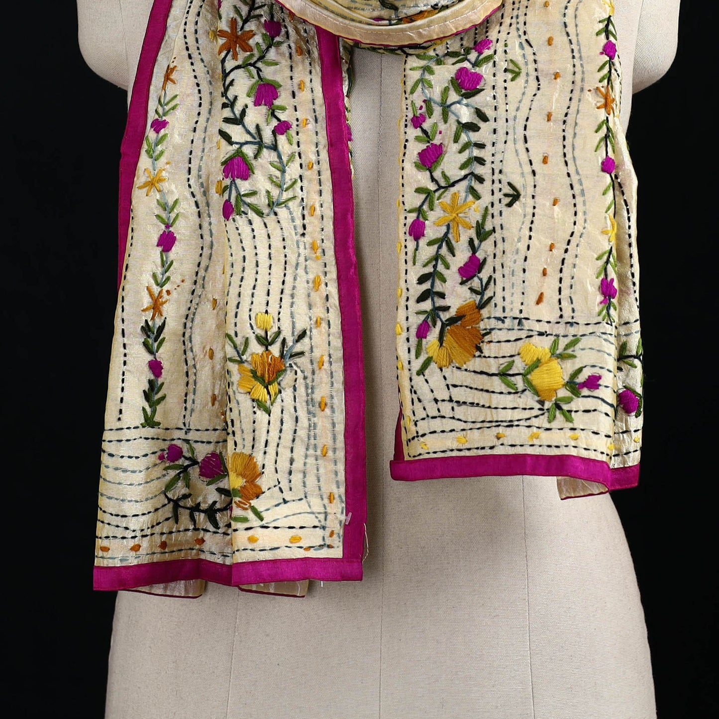 Ranihati Chanderi Silk Hand Embroidered Stole 83