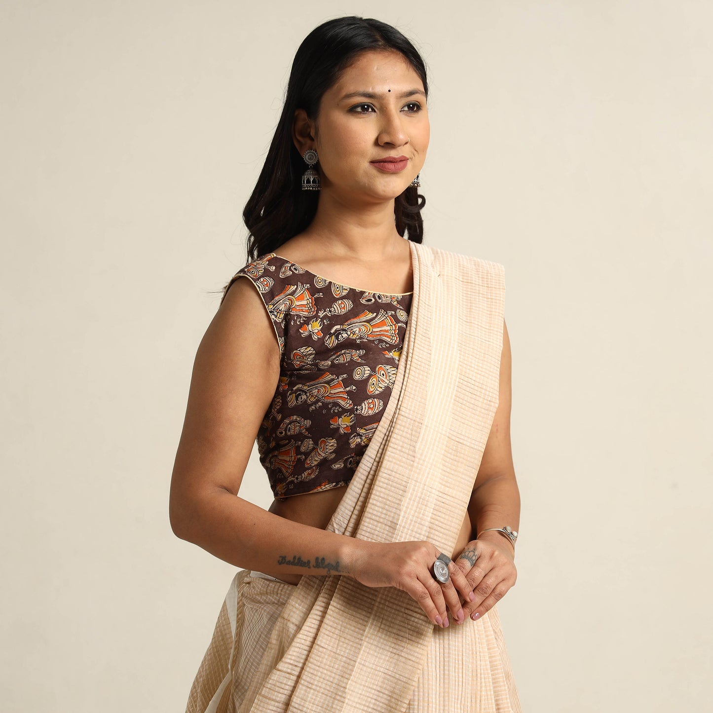 Buy Kalamkari Printed Cotton Stitched Blouse Online at iTokri.com