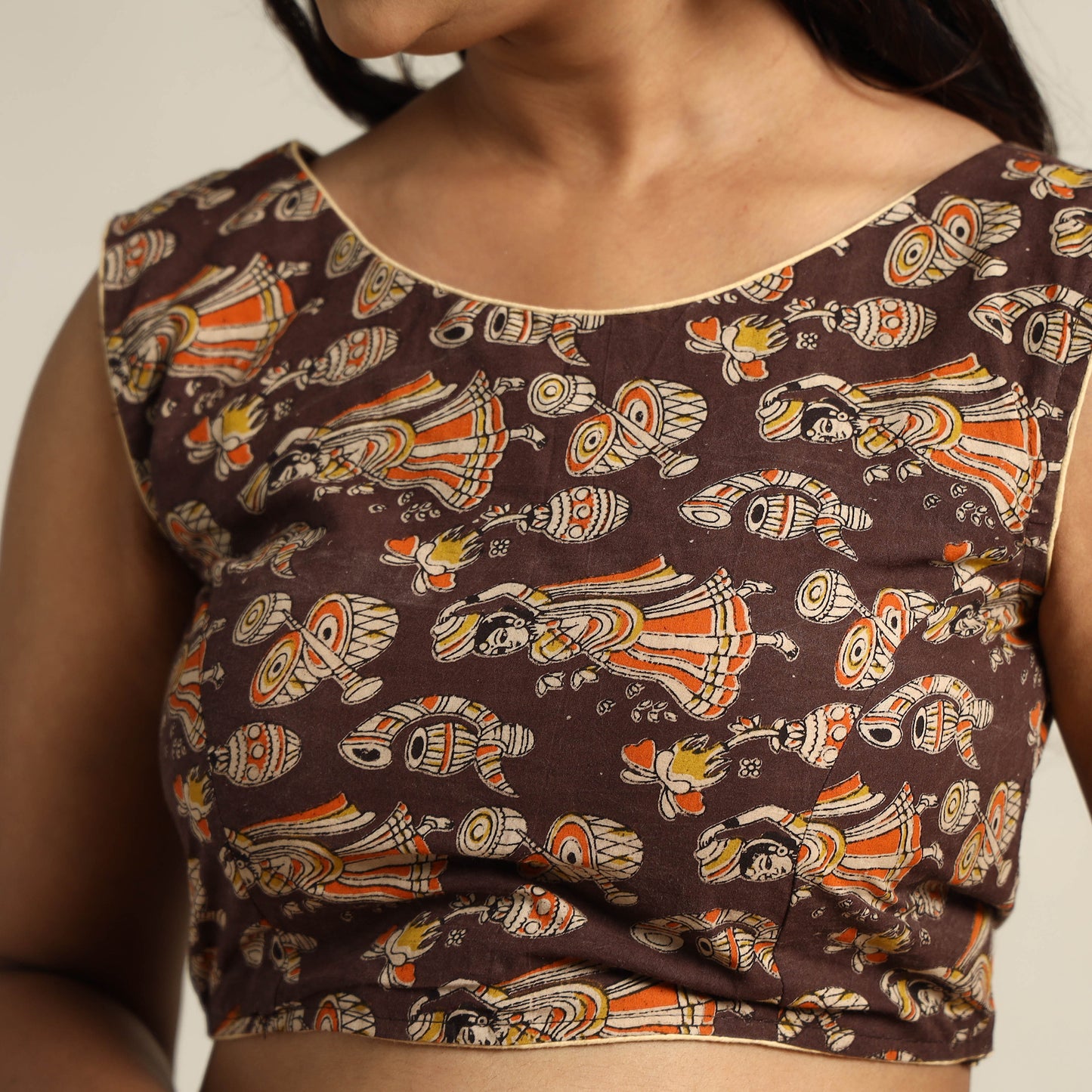 Buy Kalamkari Printed Cotton Stitched Blouse Online at iTokri.com