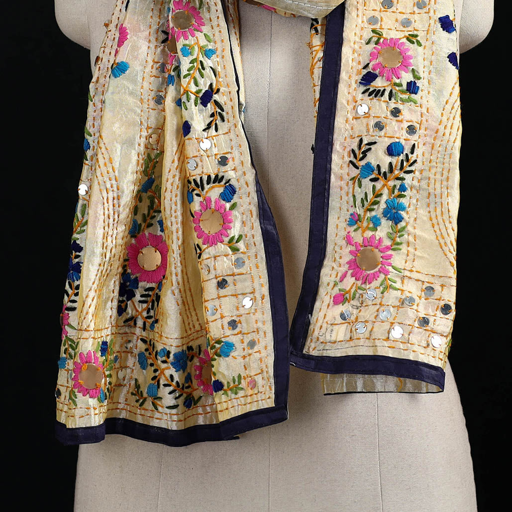 Ranihati Chanderi Silk Hand Embroidered Stole 86