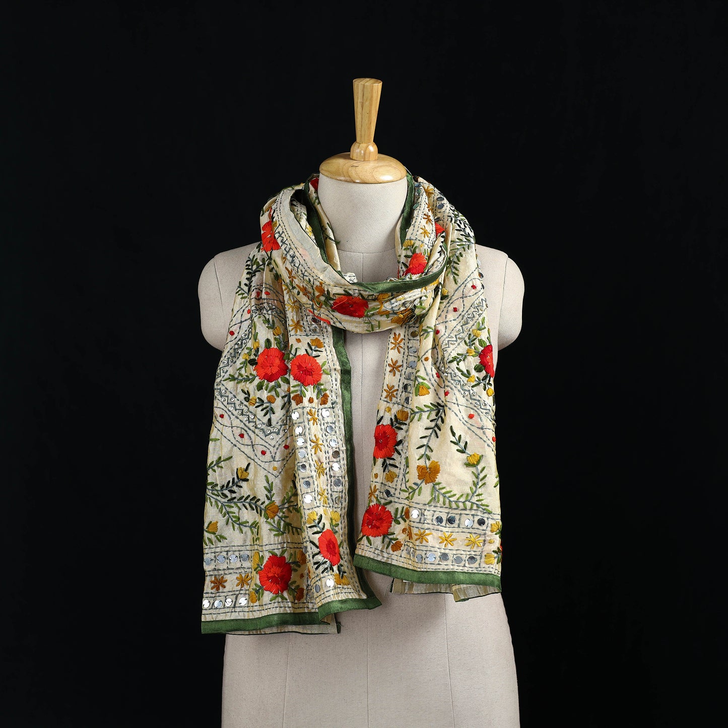 Ranihati Chanderi Silk Hand Embroidered Stole 87