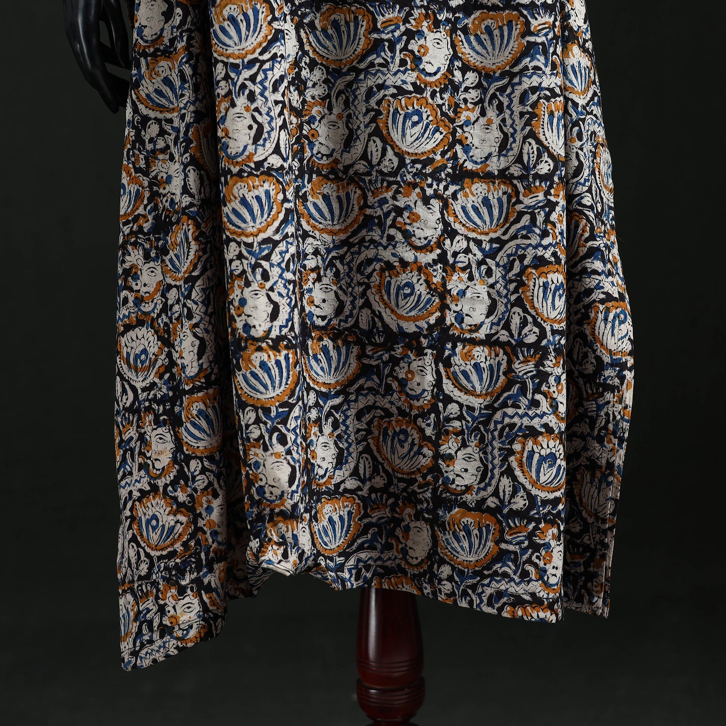 Multicolor - Kalamkari Hand Block Print Natural Dyed Cotton Kaftan (Long) 03