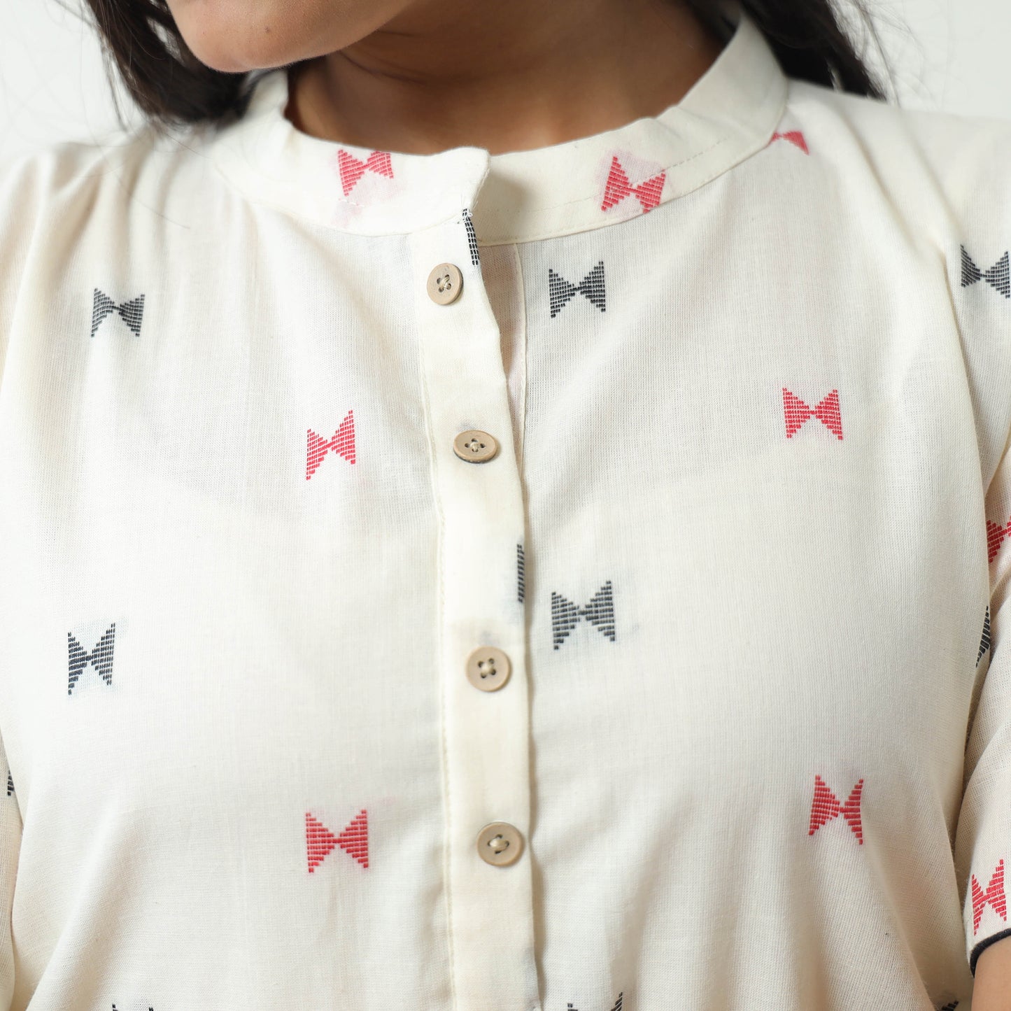 White - Jacquard Cotton A-Line Kurta 20