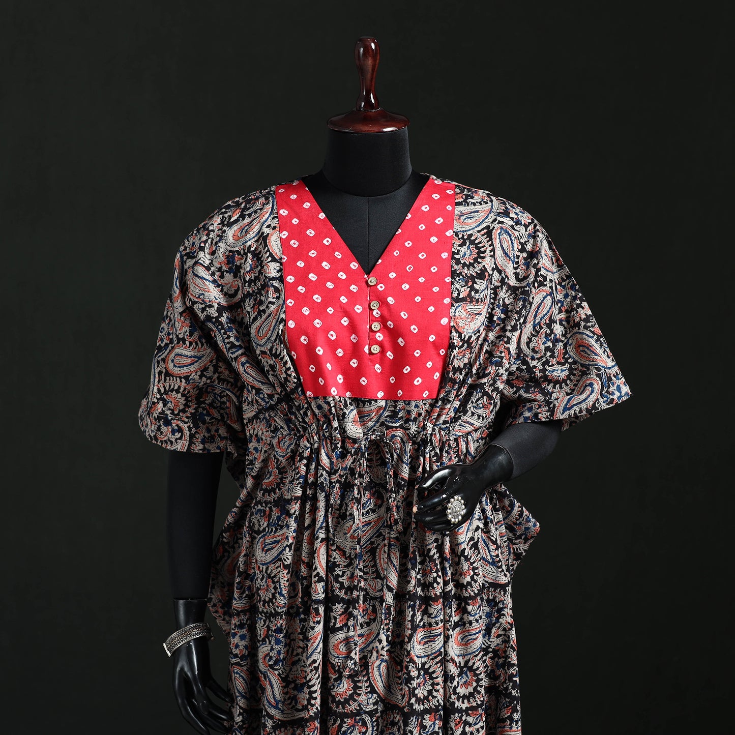 Kalamkari Hand Block Print Natural Dyed Cotton Kaftan (Long) 04