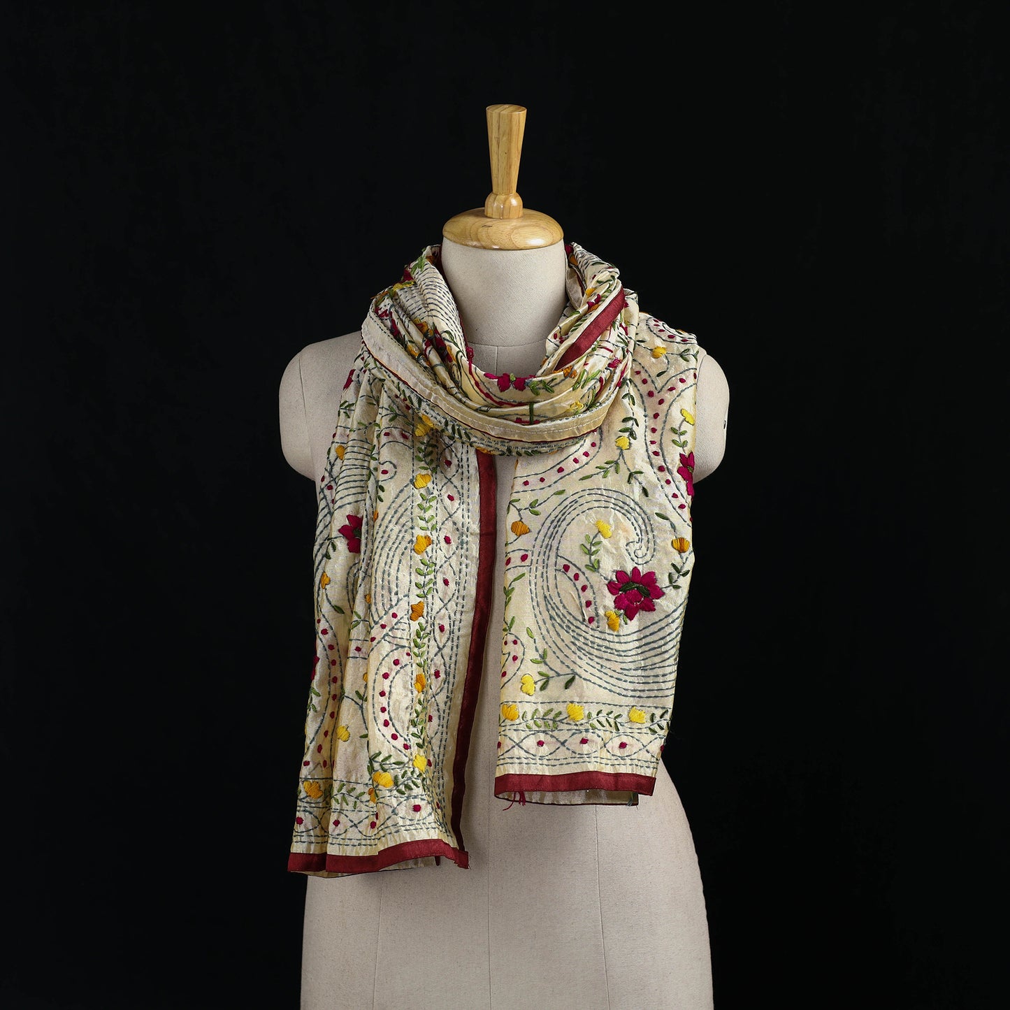 Ranihati Chanderi Silk Hand Embroidered Stole 97