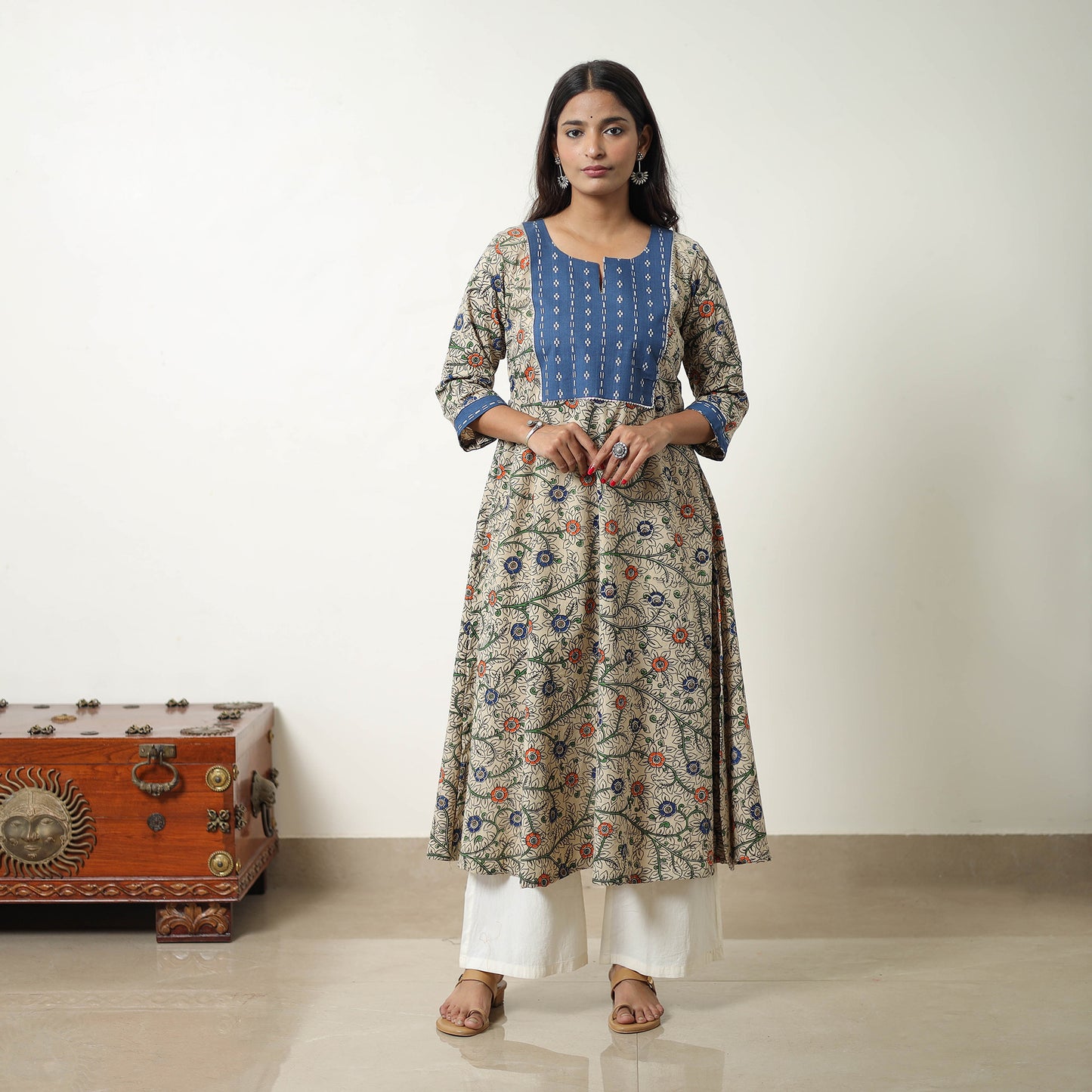 Beige - Straight Cotton Kalamkari Kurta 07