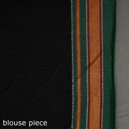 Black - Ilkal Khun Silk Cotton Saree with Resham Border 14