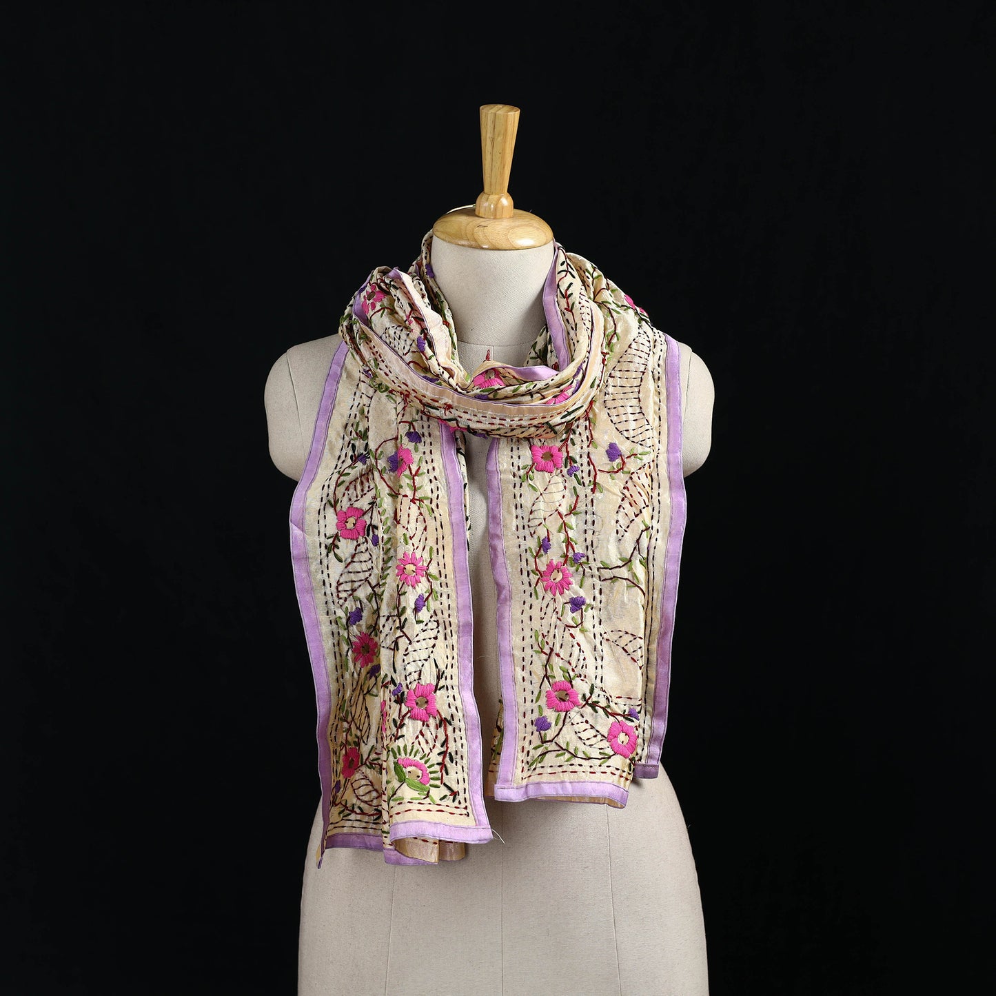 Ranihati Chanderi Silk Hand Embroidered Stole 111