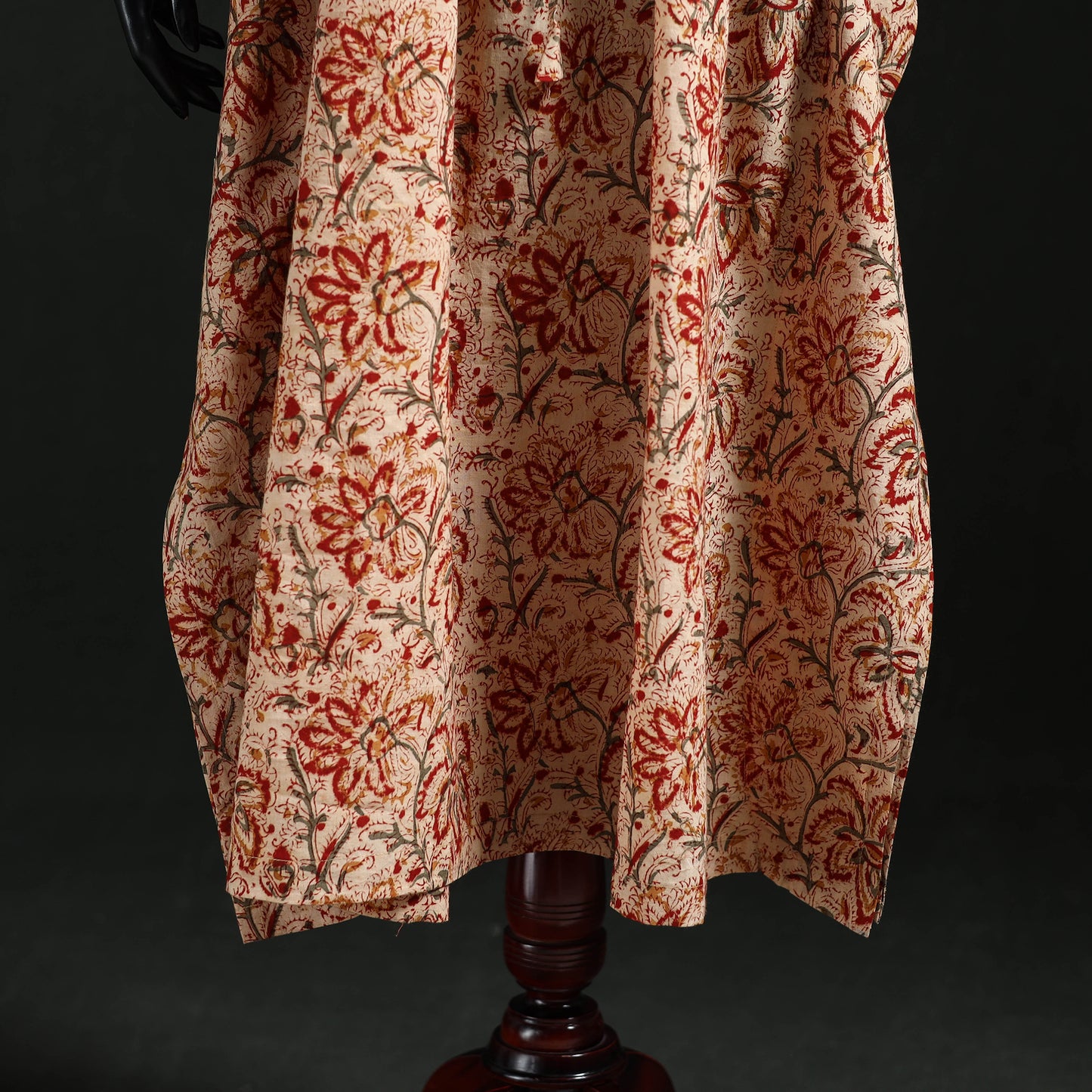 Orange - Kalamkari Hand Block Print Natural Dyed Cotton Kaftan (Long) 07