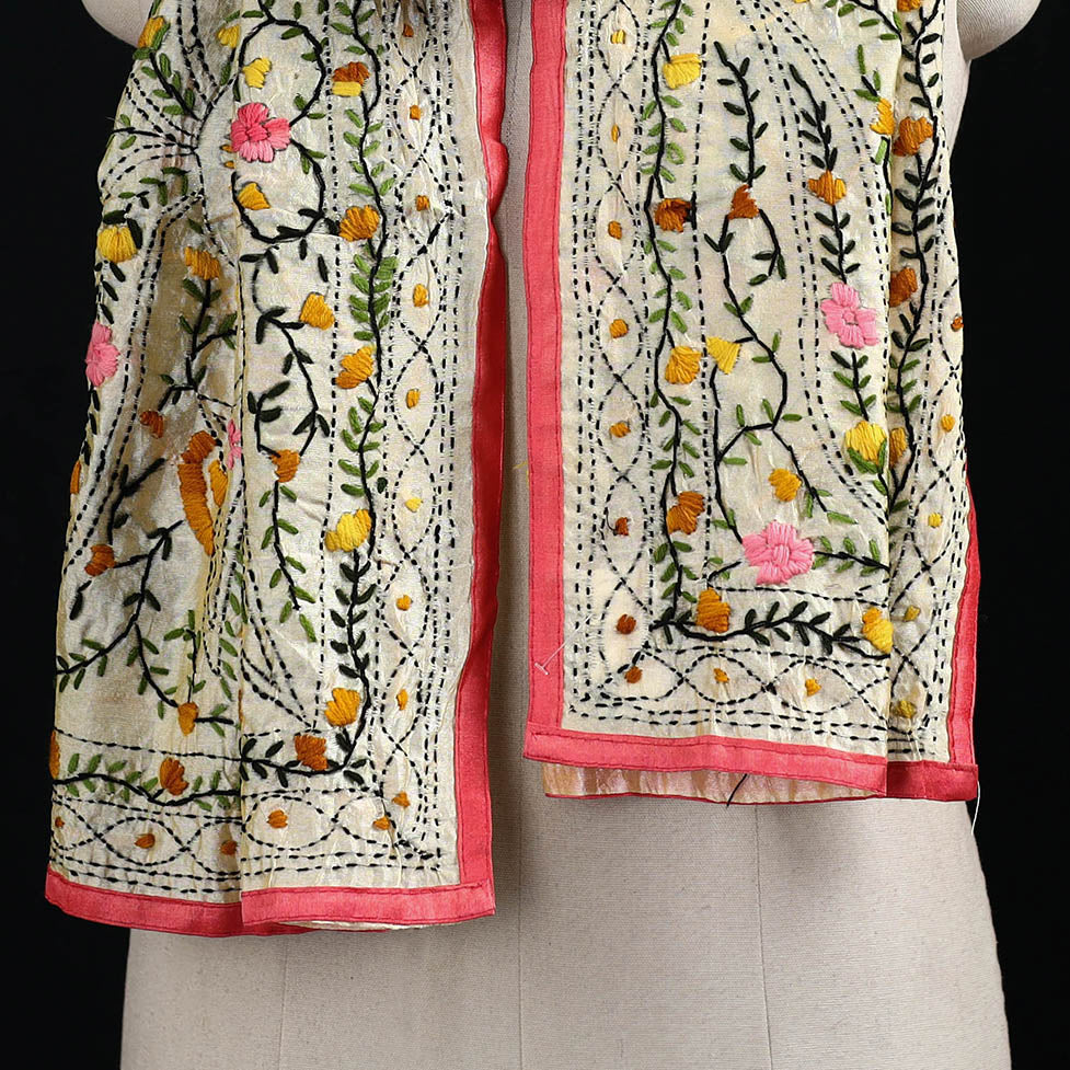 Ranihati Chanderi Silk Hand Embroidered Stole 114