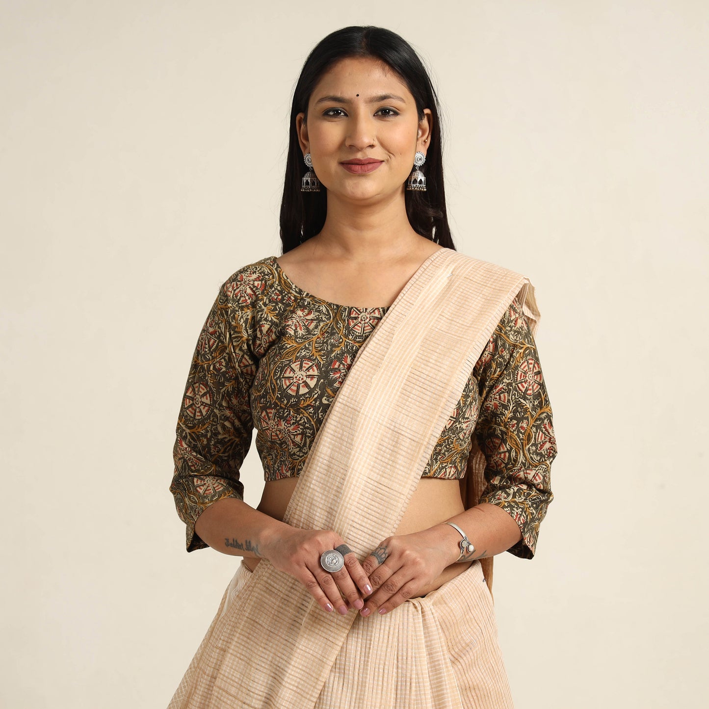 Buy Pedana Kalamkari Block Printed Cotton Stitched Blouse Online at iTokri.com