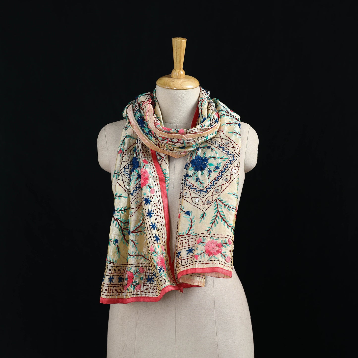 Ranihati Chanderi Silk Hand Embroidered Stole 119