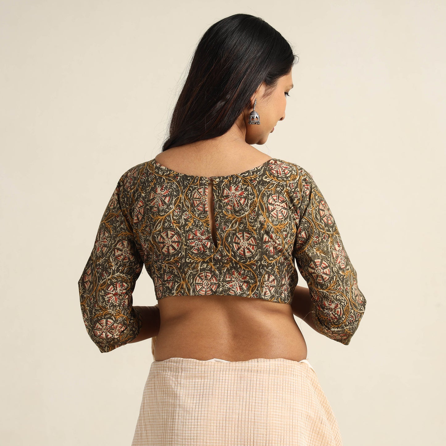 Buy Pedana Kalamkari Block Printed Cotton Stitched Blouse Online at iTokri.com