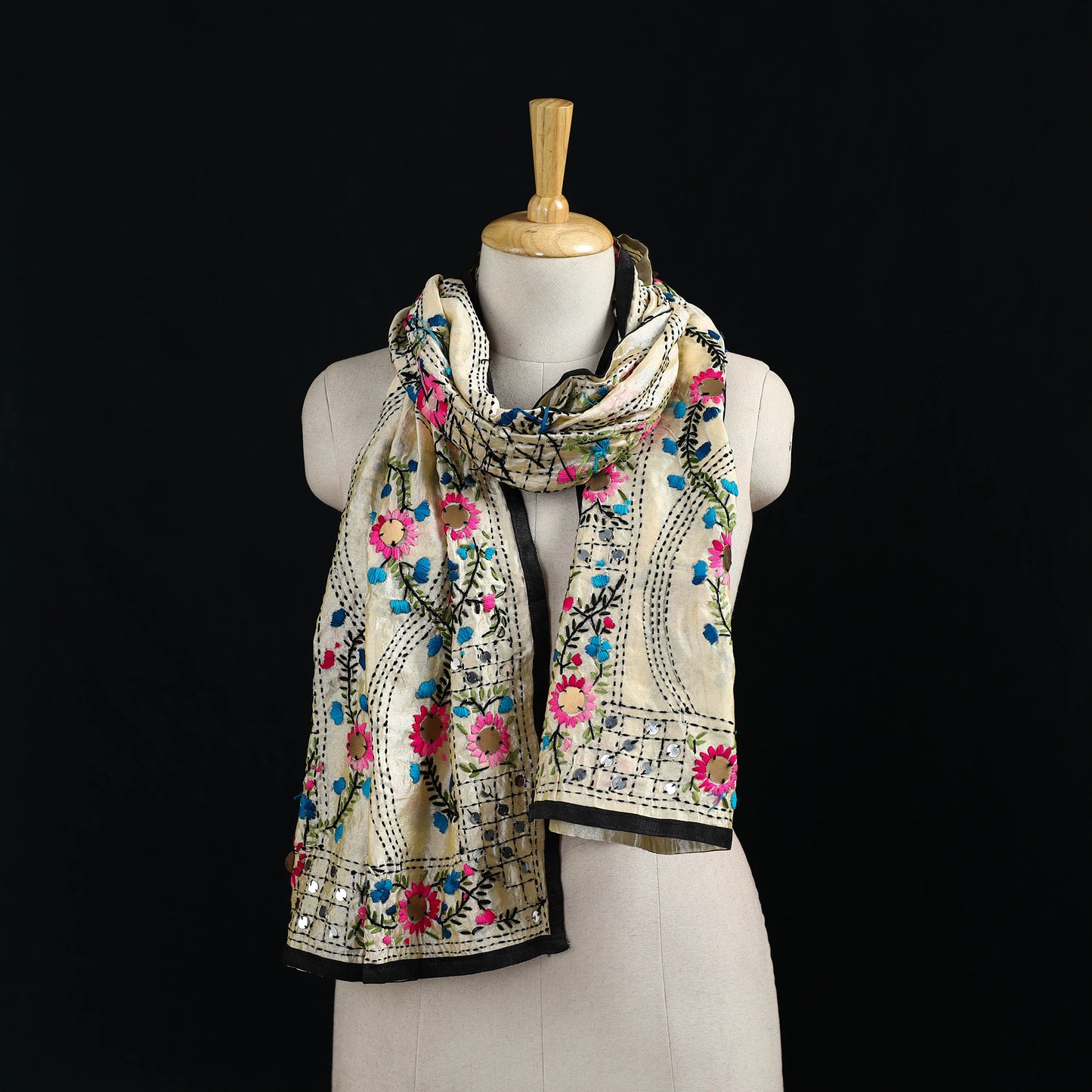 Ranihati Chanderi Silk Hand Embroidered Stole 122
