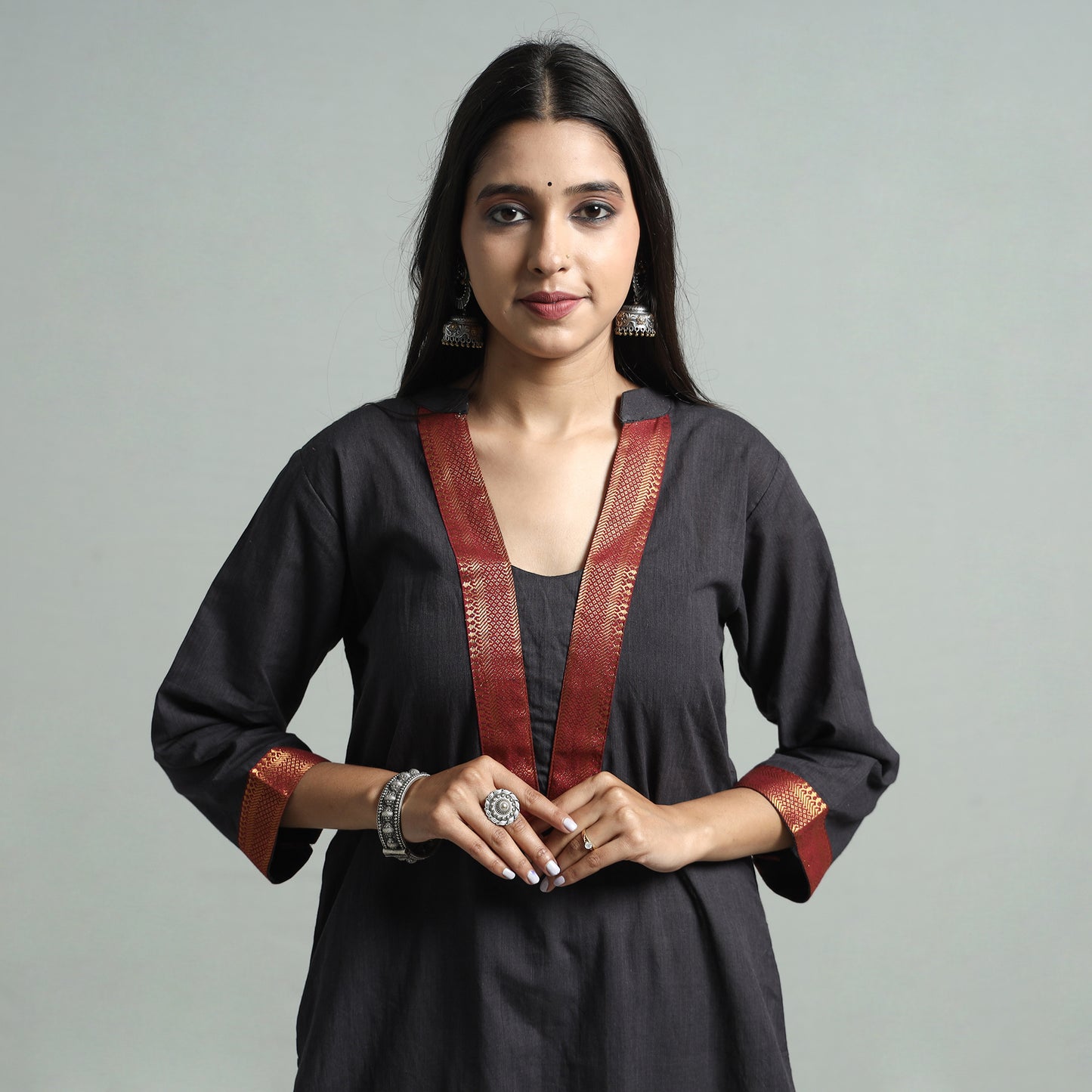 Dark Grey - Dharwad Cotton Straight Kurta