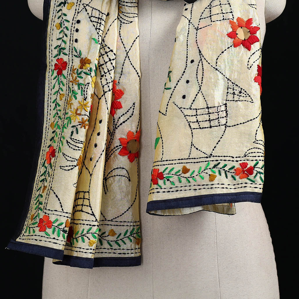 Ranihati Chanderi Silk Hand Embroidered Stole 124