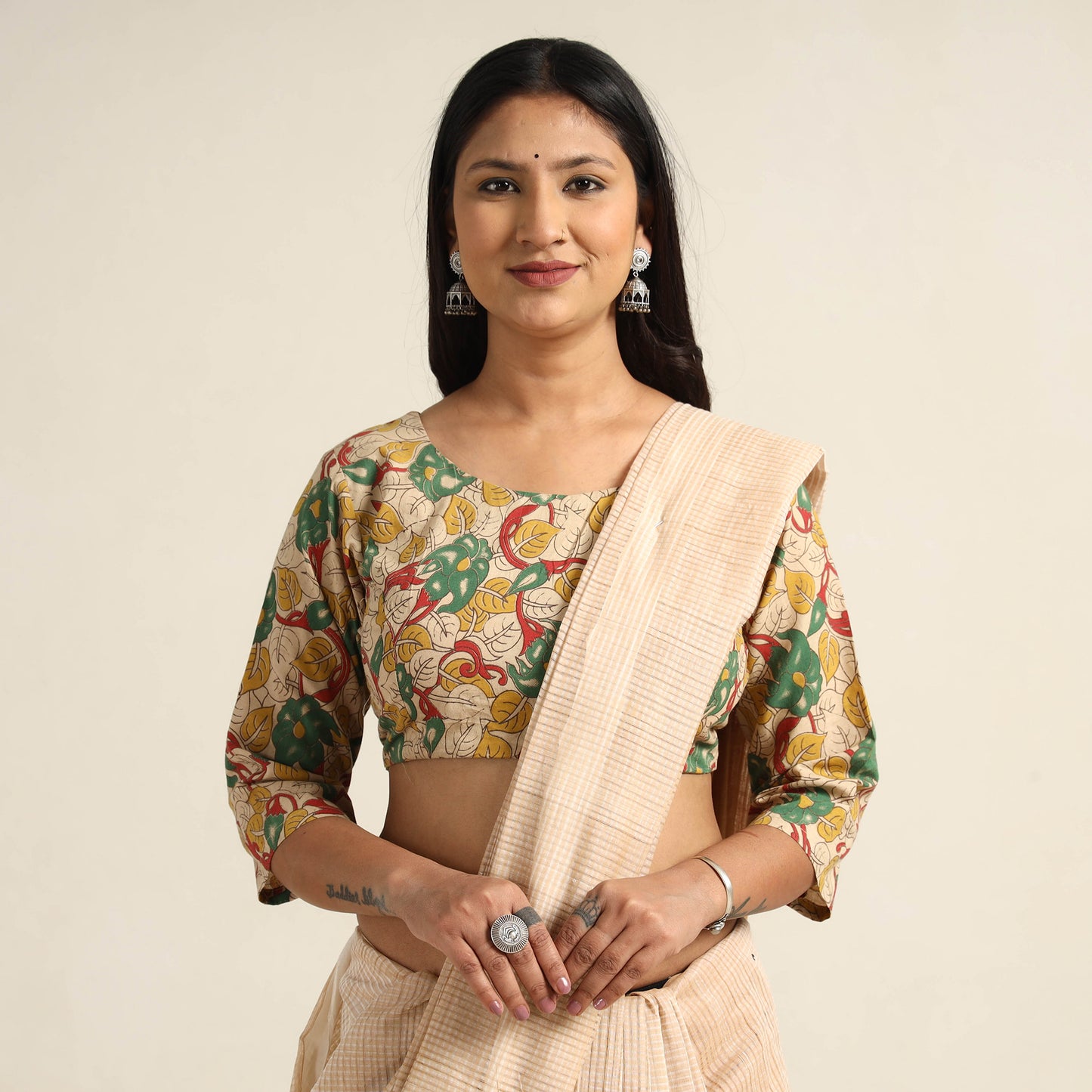 Multicolor - Kalamkari Printed Cotton Stitched Blouse 10