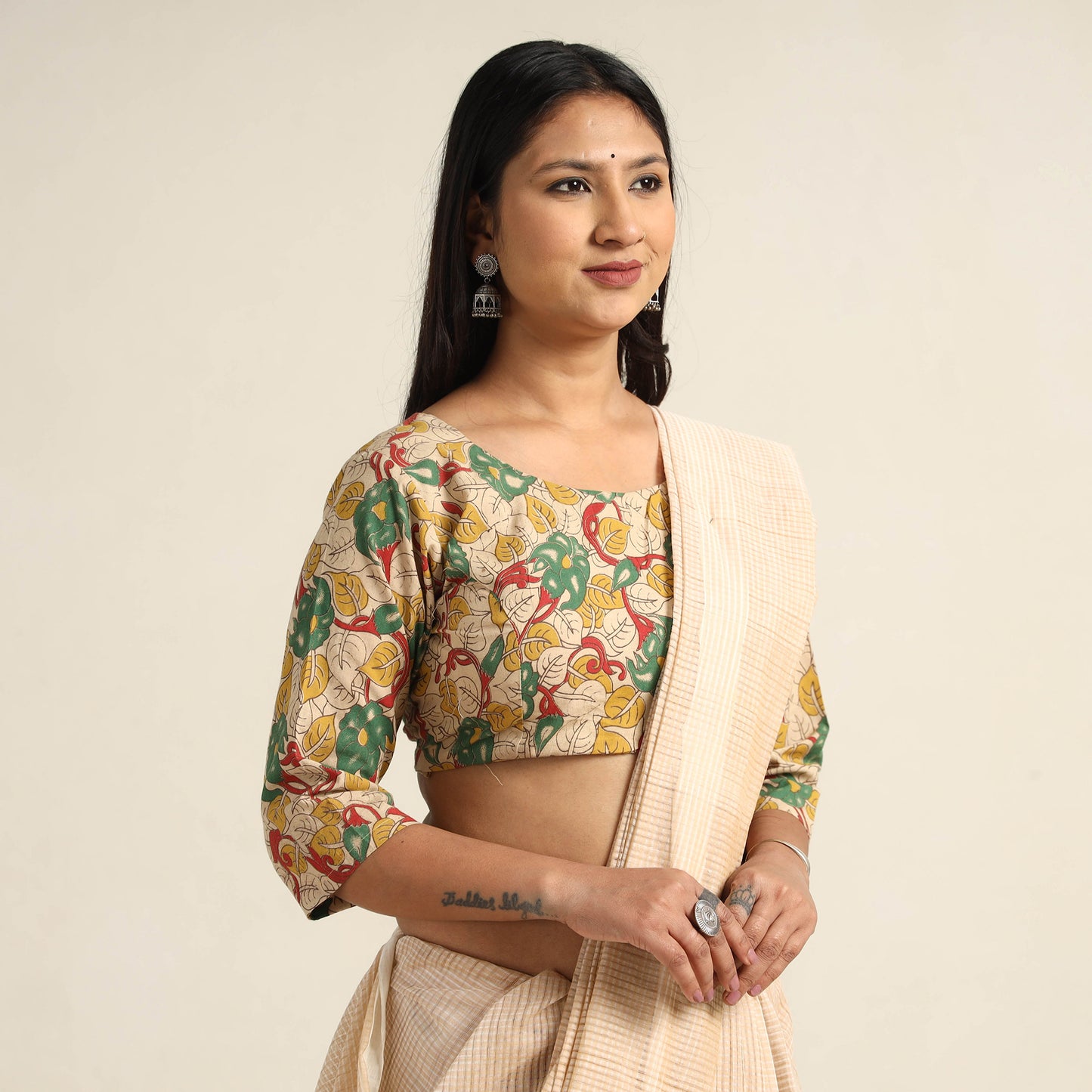 Multicolor - Kalamkari Printed Cotton Stitched Blouse 10