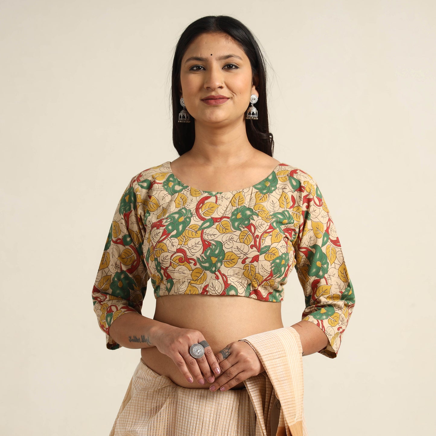 Multicolor - Kalamkari Printed Cotton Stitched Blouse 10