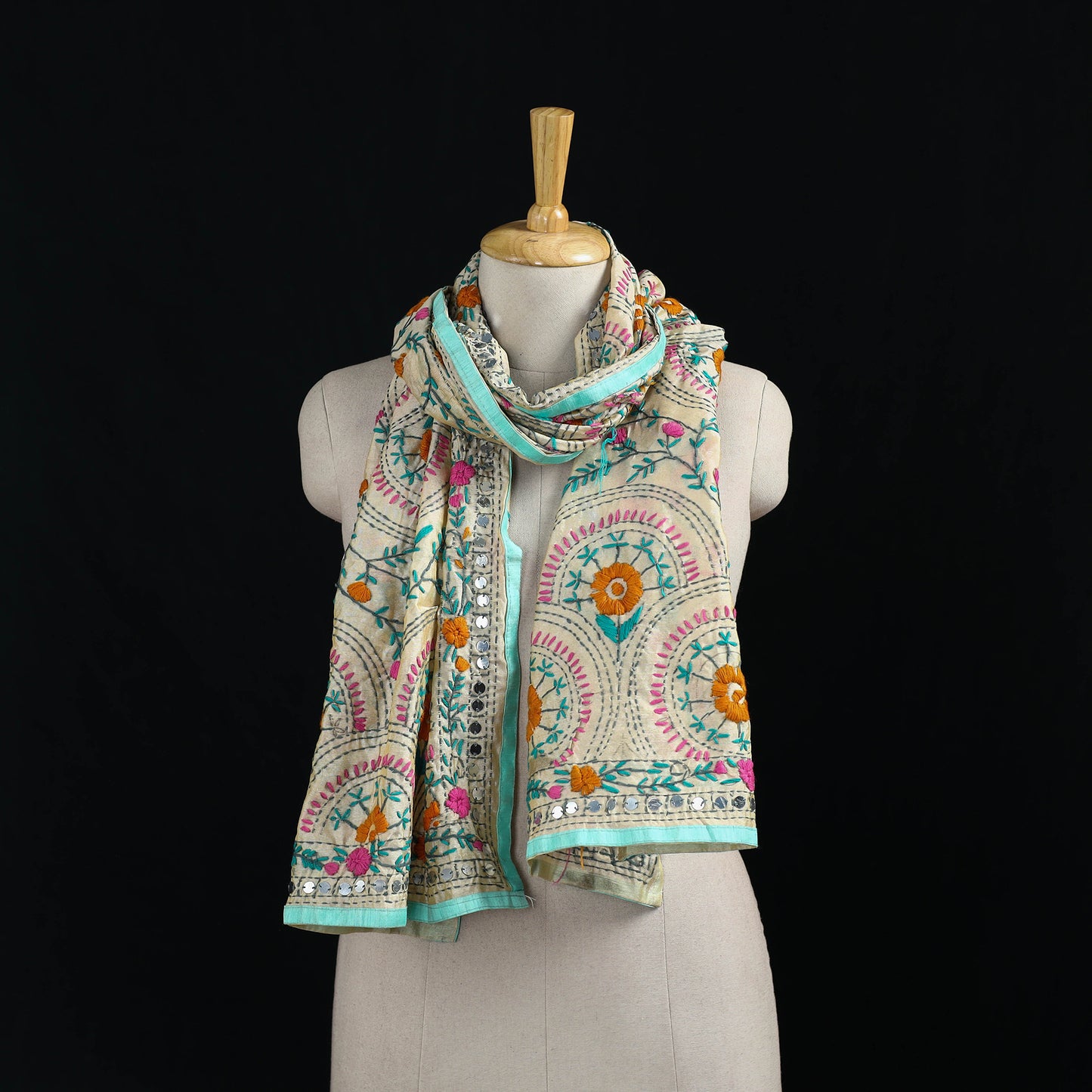 Ranihati Chanderi Silk Hand Embroidered Stole 126