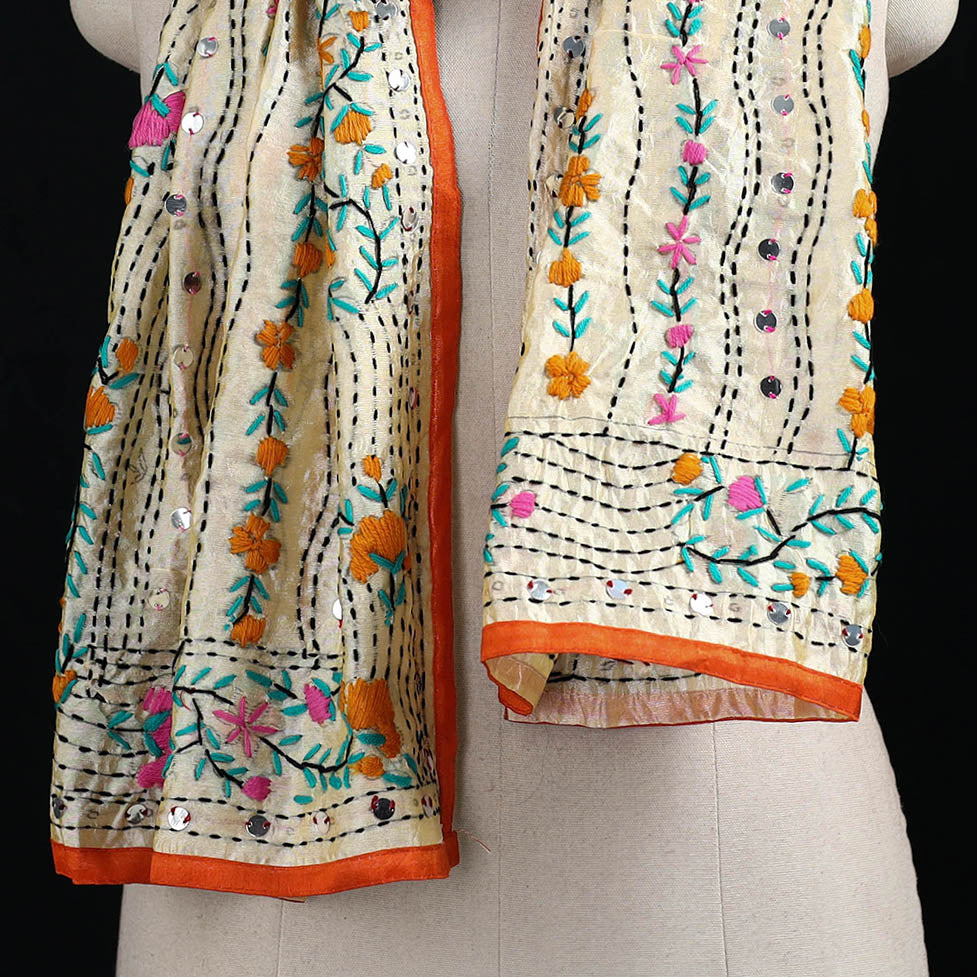 Ranihati Chanderi Silk Hand Embroidered Stole 127