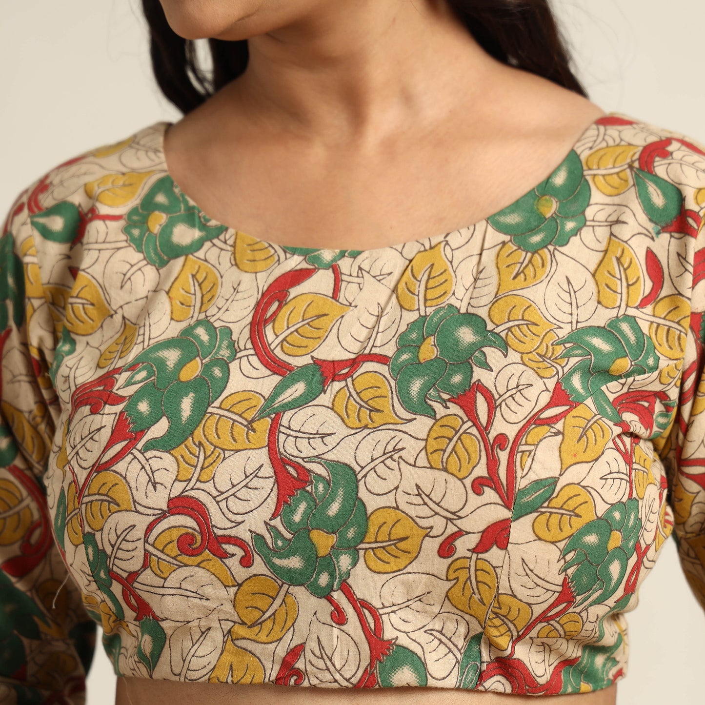 Multicolor - Kalamkari Printed Cotton Stitched Blouse 10