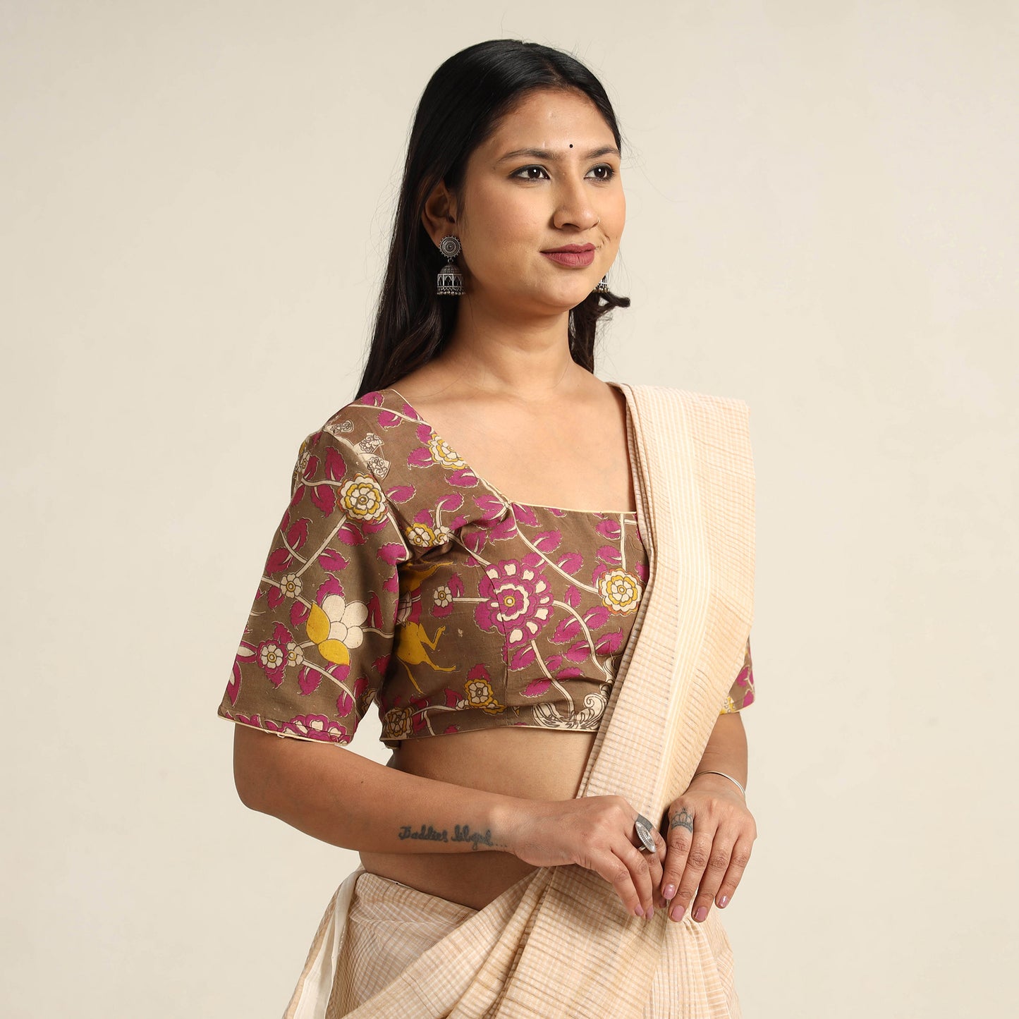 Buy Kalamkari Printed Cotton Stitched Blouse Online at iTokri.com
