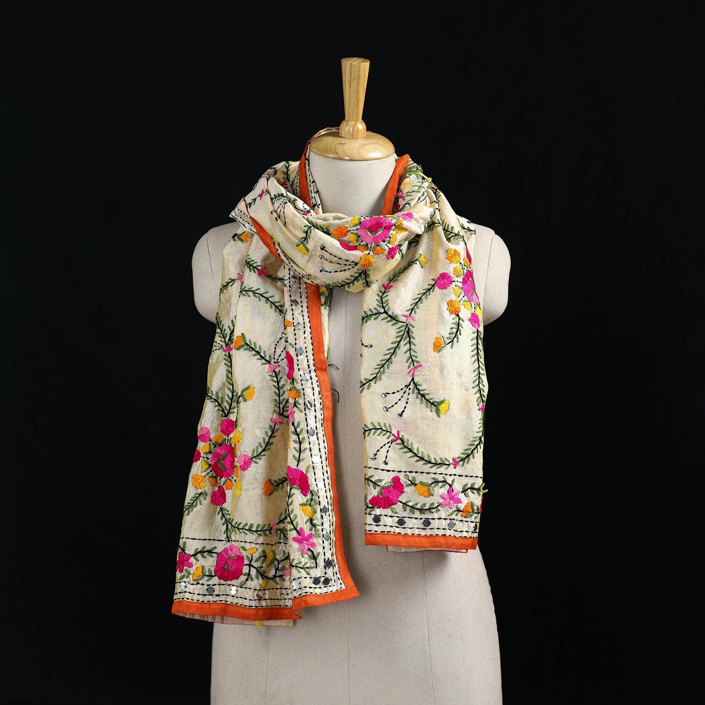 Ranihati Chanderi Silk Hand Embroidered Stole 129