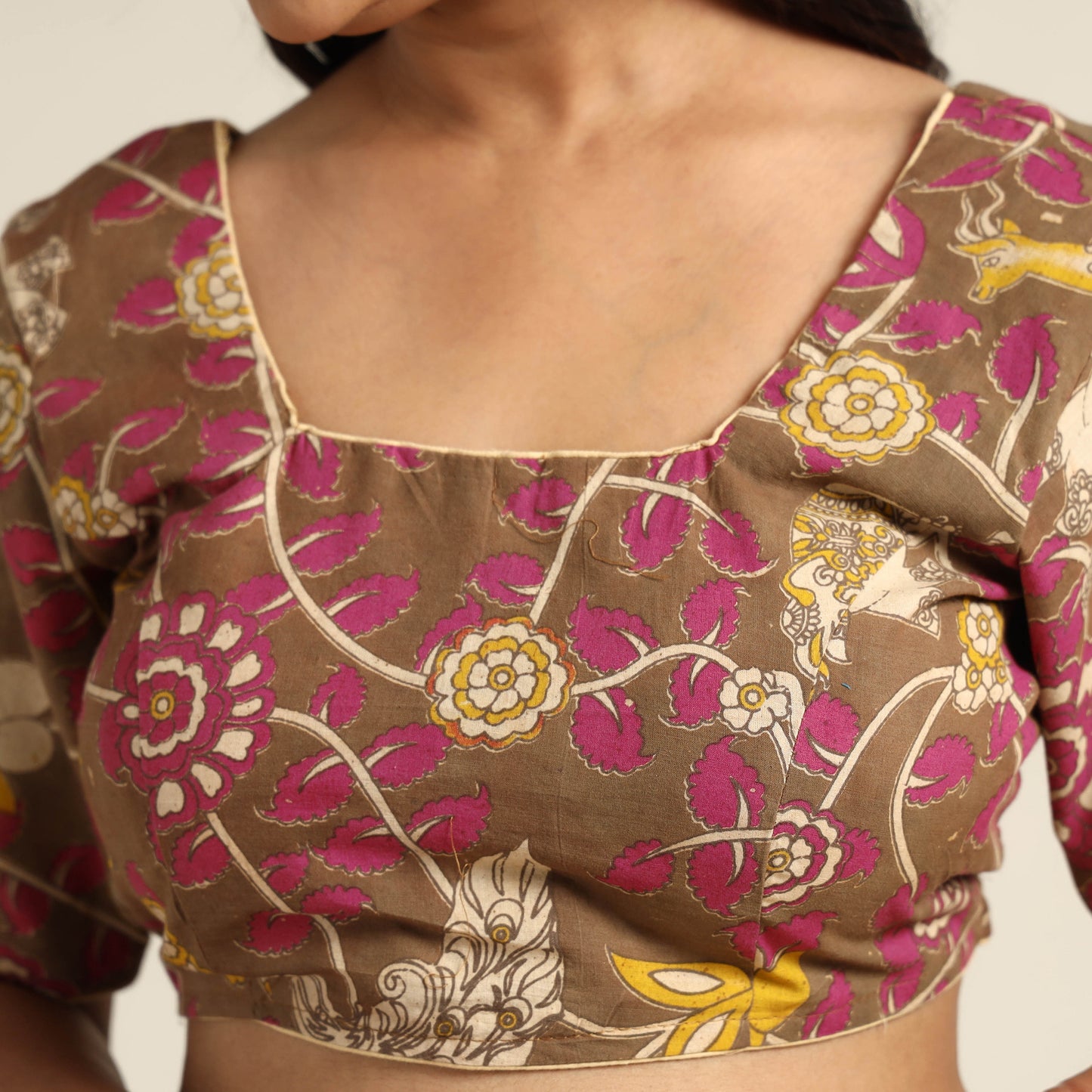 Buy Kalamkari Printed Cotton Stitched Blouse Online at iTokri.com