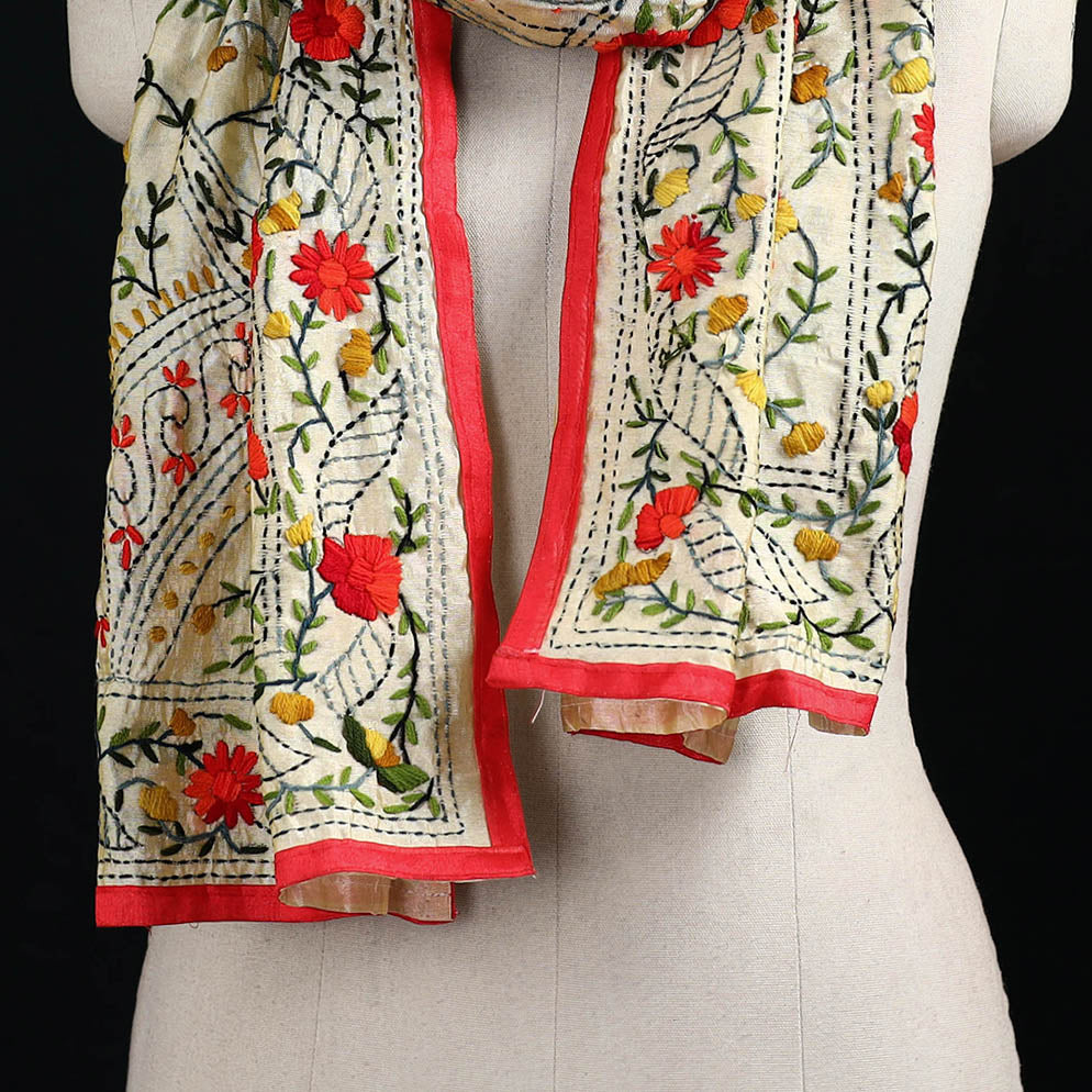 Ranihati Chanderi Silk Hand Embroidered Stole 131