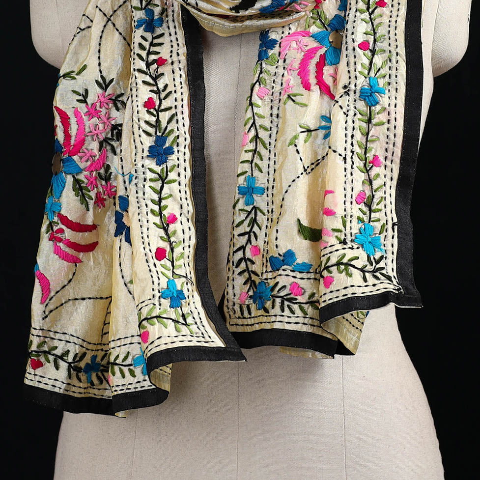 Ranihati Chanderi Silk Hand Embroidered Stole 132