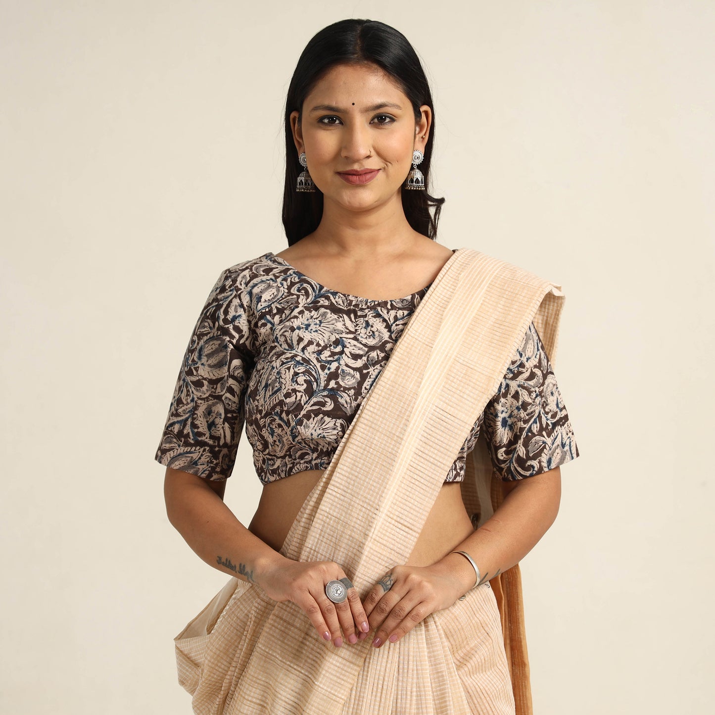 Buy Pedana Kalamkari Block Printed Cotton Stitched Blouse Online at iTokri.com