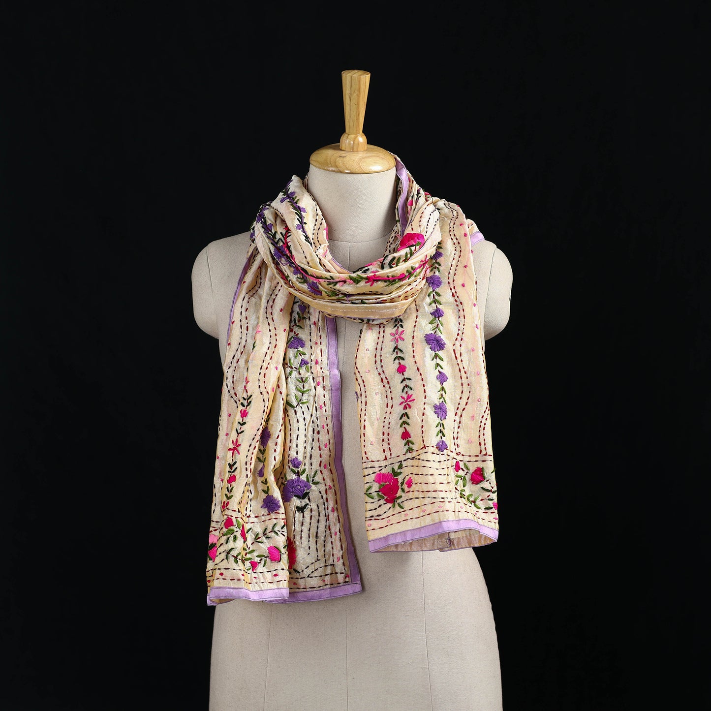 Ranihati Chanderi Silk Hand Embroidered Stole 133
