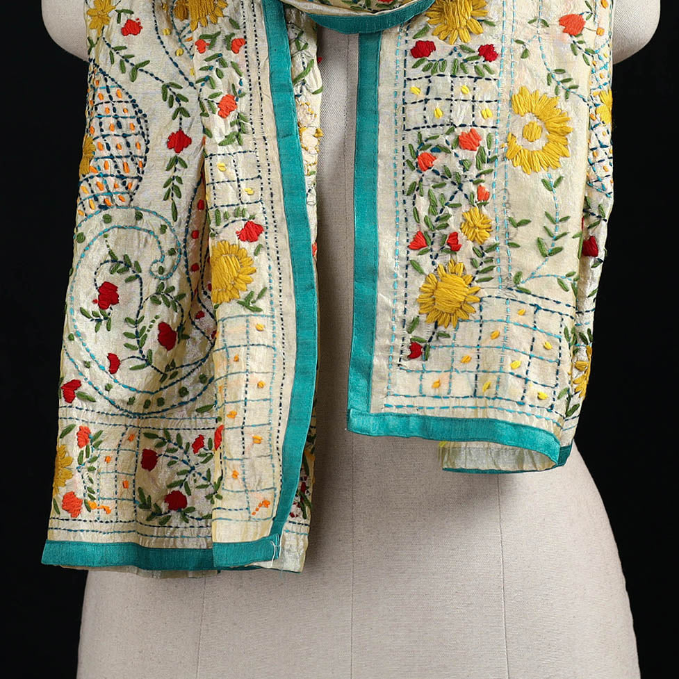 Ranihati Chanderi Silk Hand Embroidered Stole 137