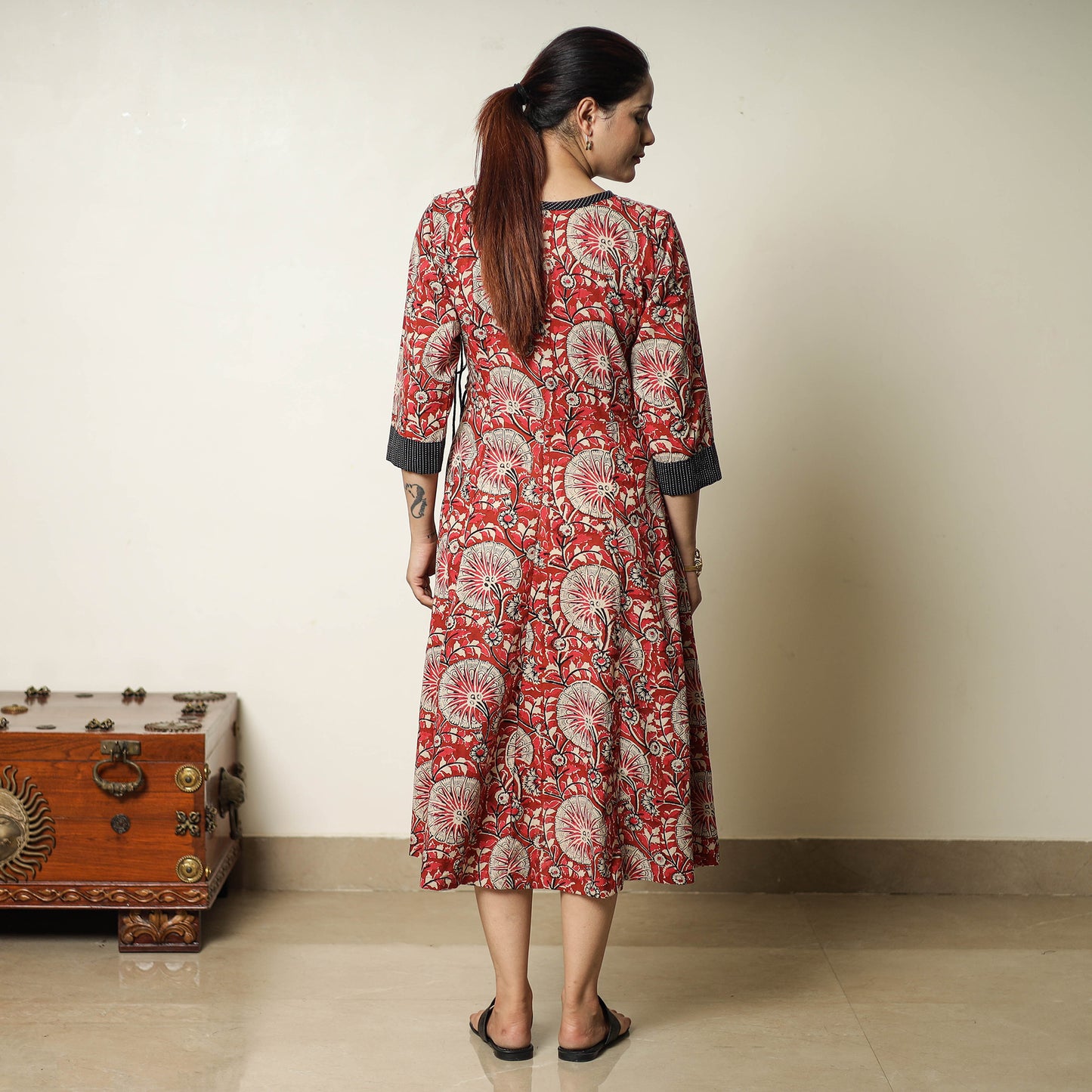 Buy Bagru Block Printed Cotton Angrakha Flared Dress 10 Online at iTokri.com
